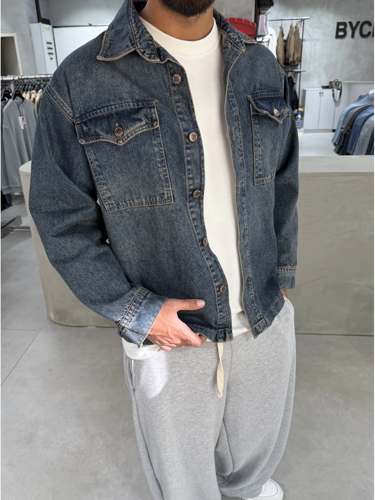 Koyu Mavi Premium Oversize Denim Ceket
