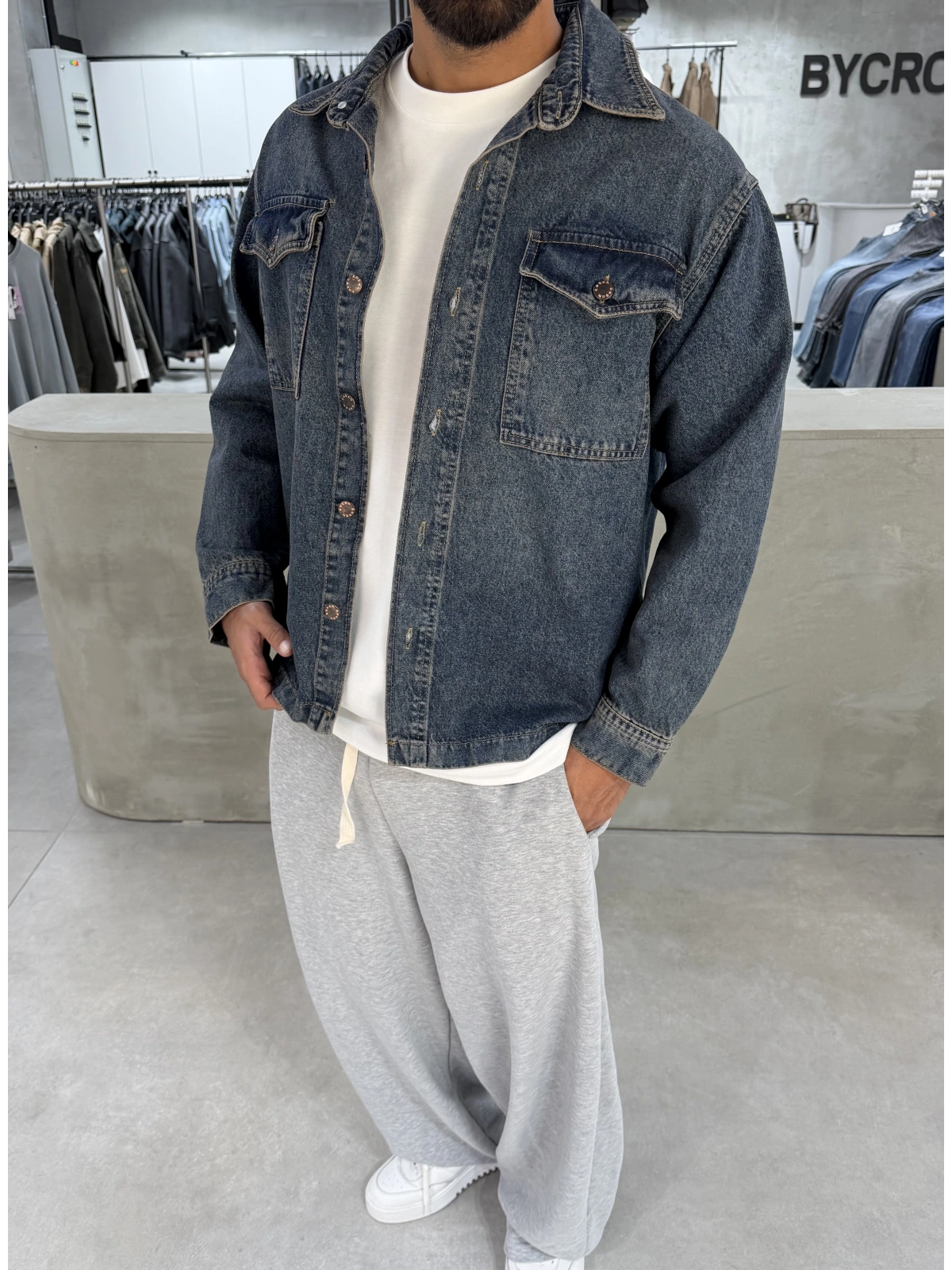 Koyu Mavi Premium Oversize Denim Ceket
