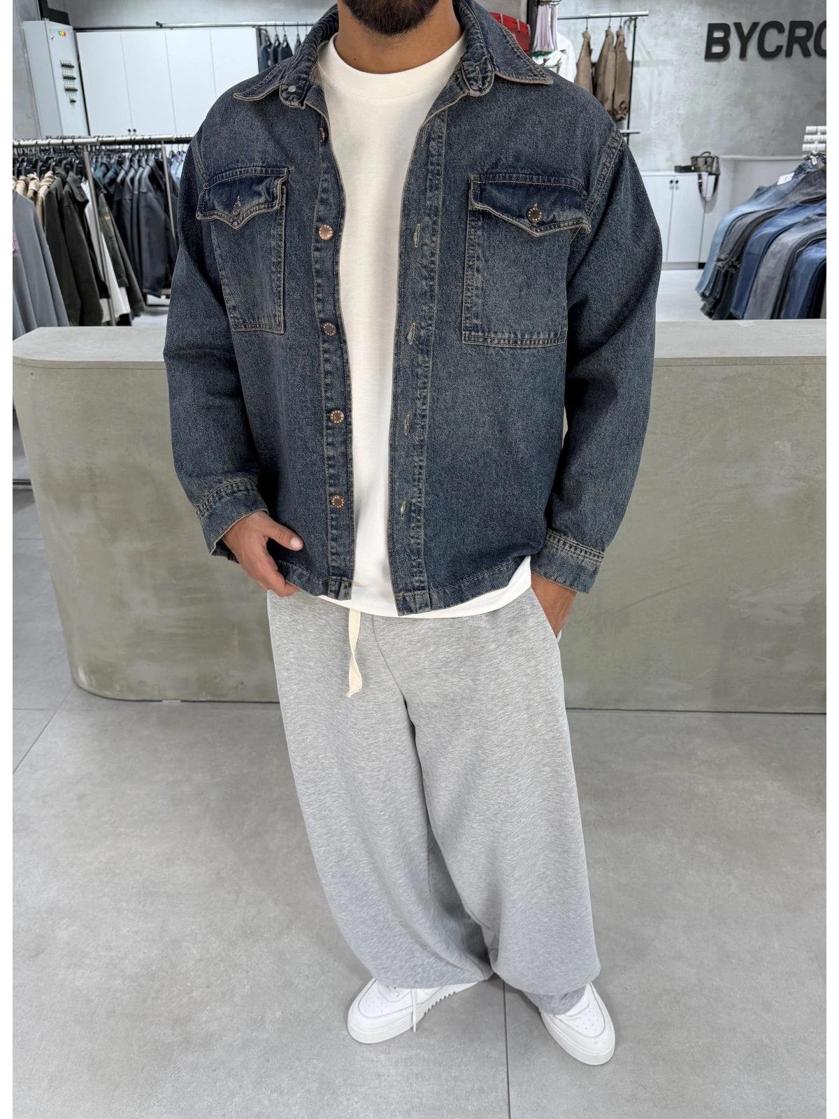Koyu Mavi Premium Oversize Denim Ceket
