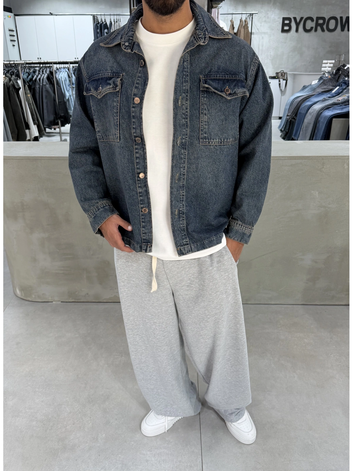 Koyu Mavi Premium Oversize Denim Ceket