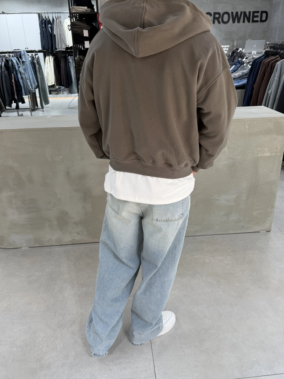 Haki Yıkamalı Çift Fermuar Oversize Hırka