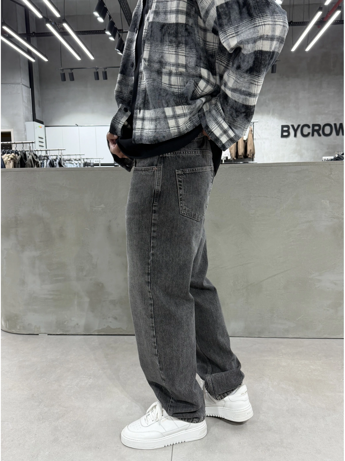 Antrasit Yıkamalı Relax Baggy Jean