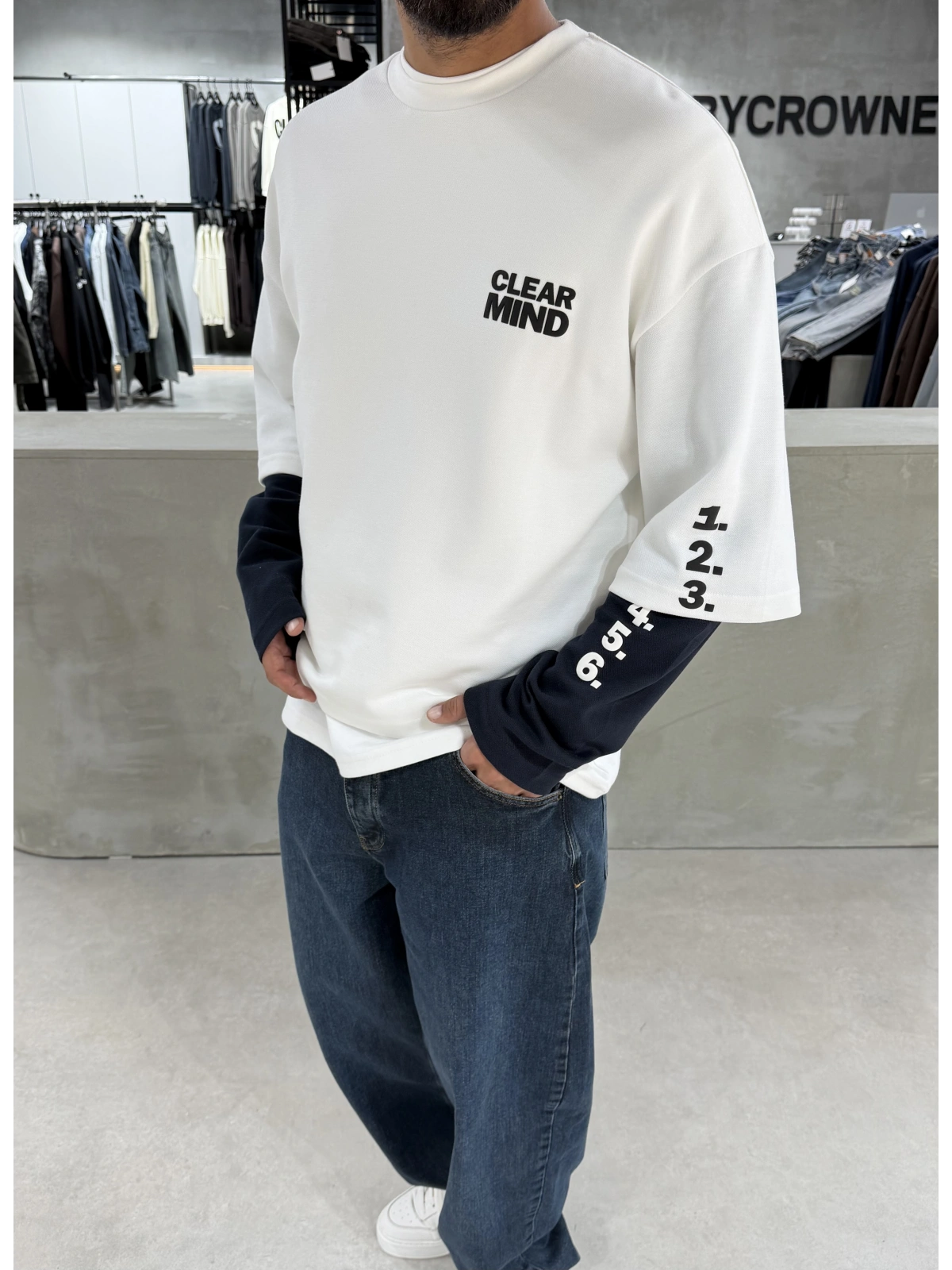 Beyaz Mind 6 Oversize Sweat