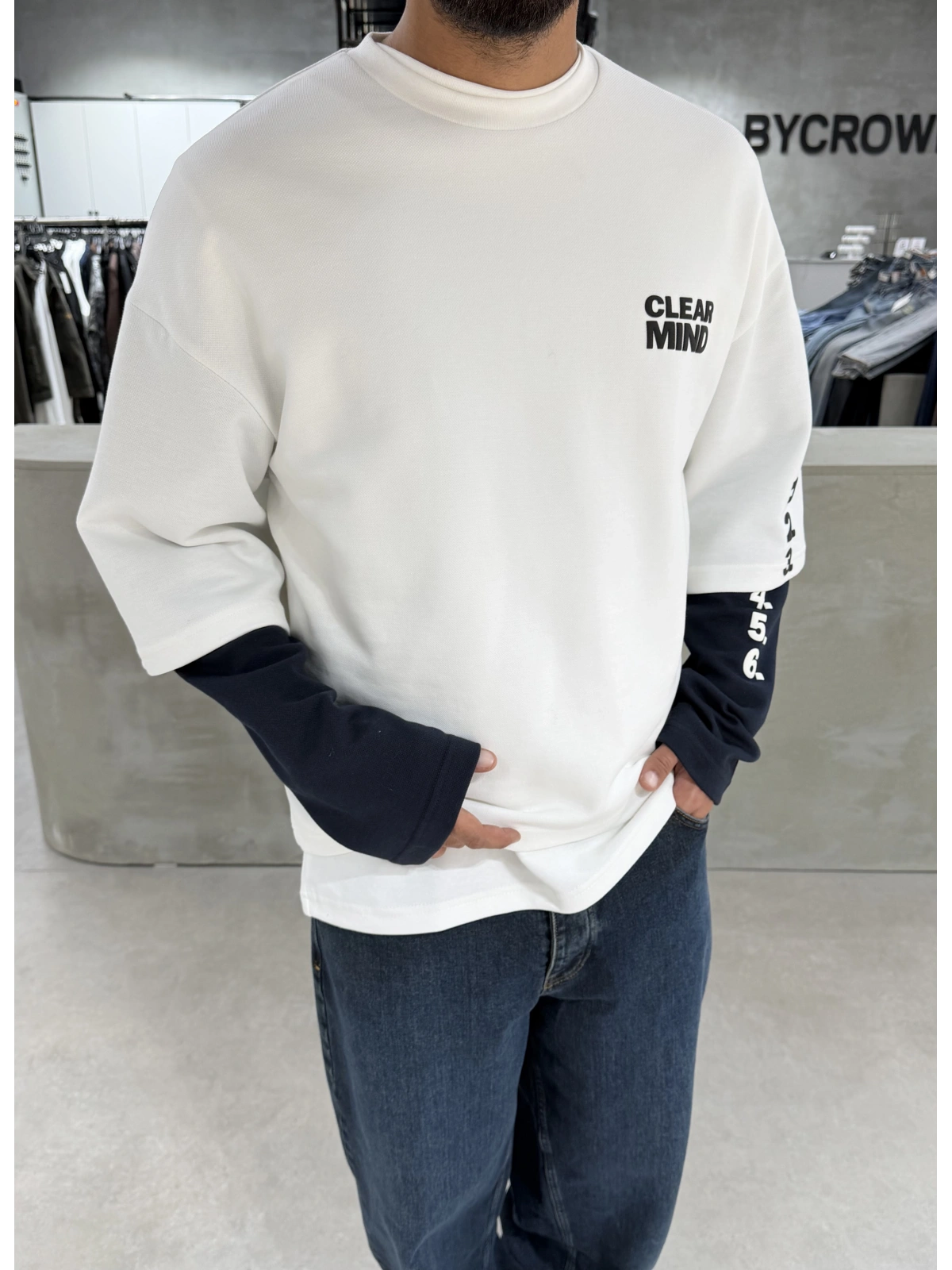 Beyaz Mind 6 Oversize Sweat