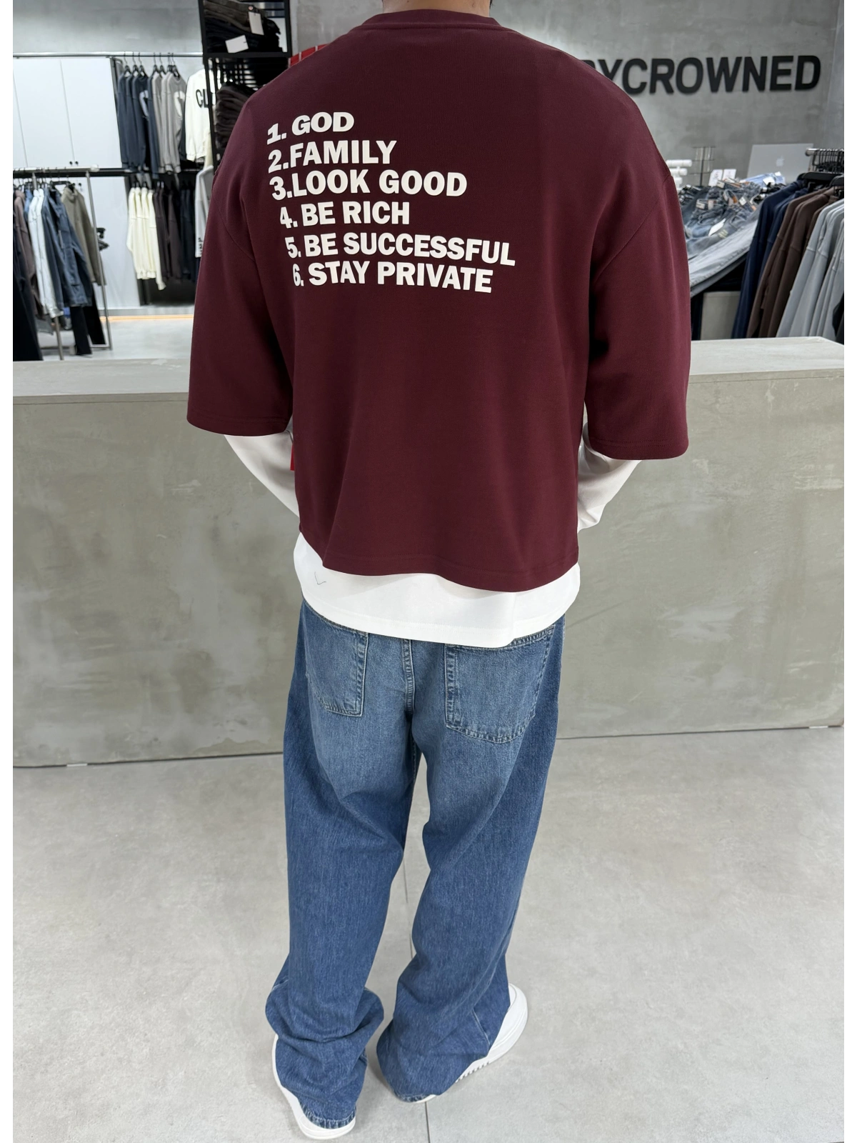 Bordo Mind 6 Baskı Oversize Sweat