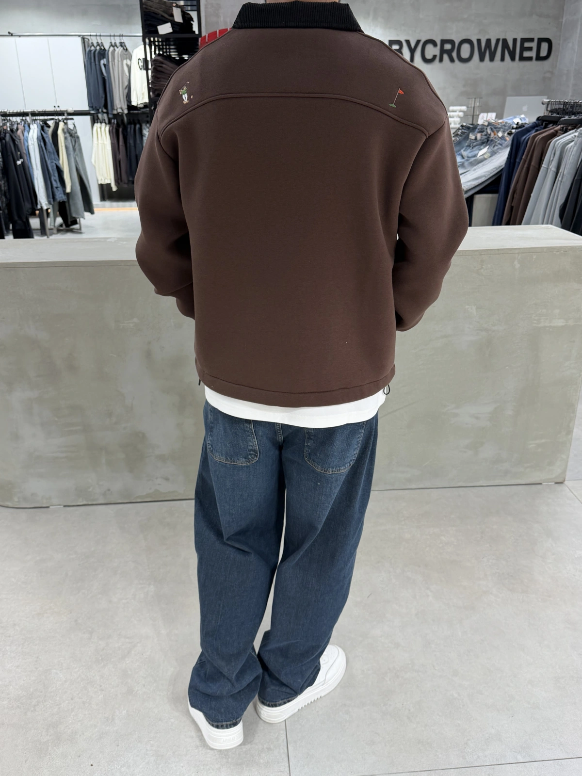 Kahve Golf Oversize Yarım fermuar Sweat