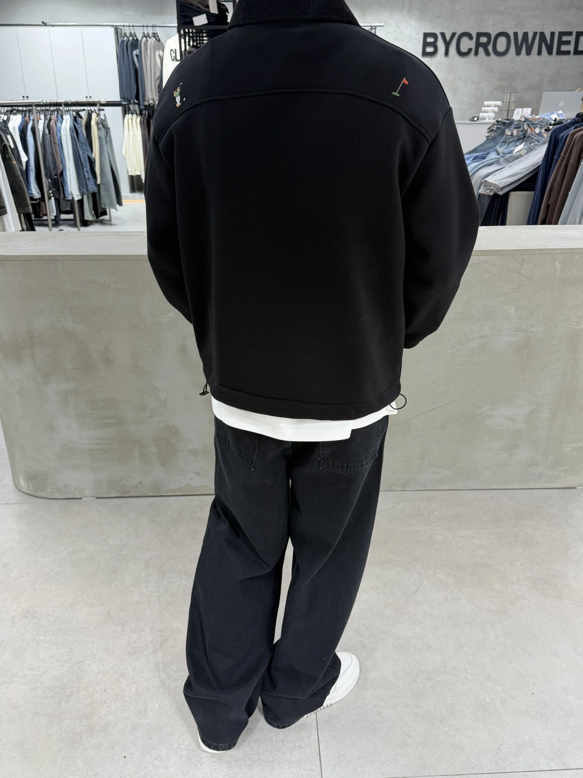 Siyah Golf Oversize Yarım Fermuar Sweat