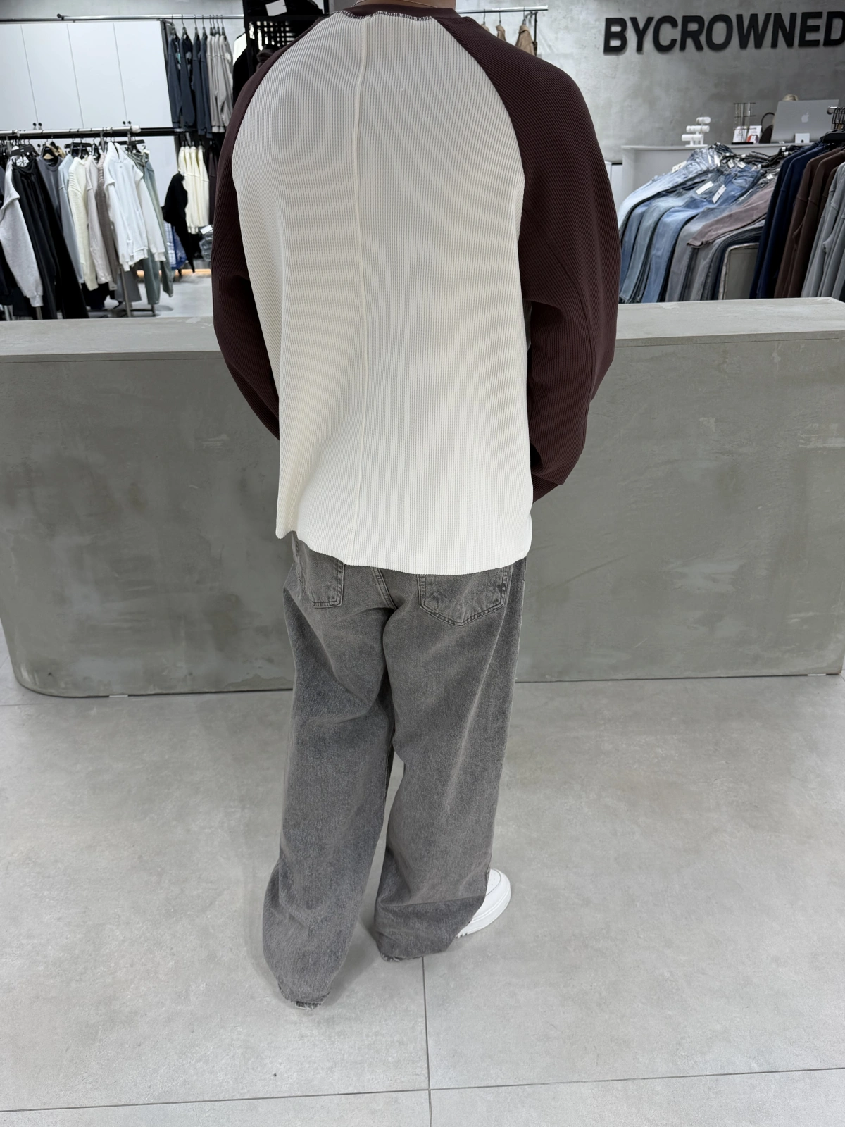 Kahve Gofre Kumaş Oversize Sweat