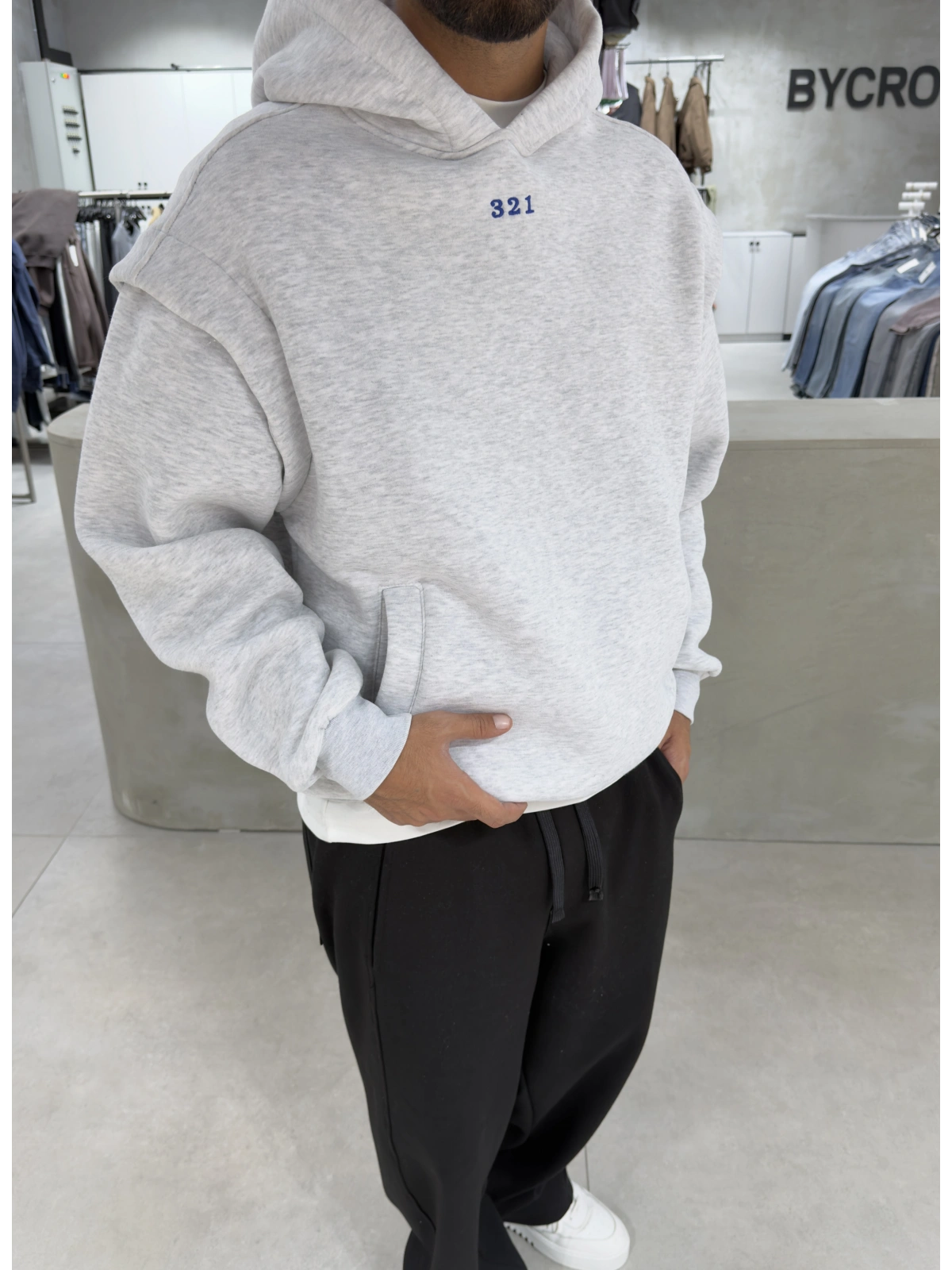 321 Gri Yıkamalı Oversize Sweatshirt