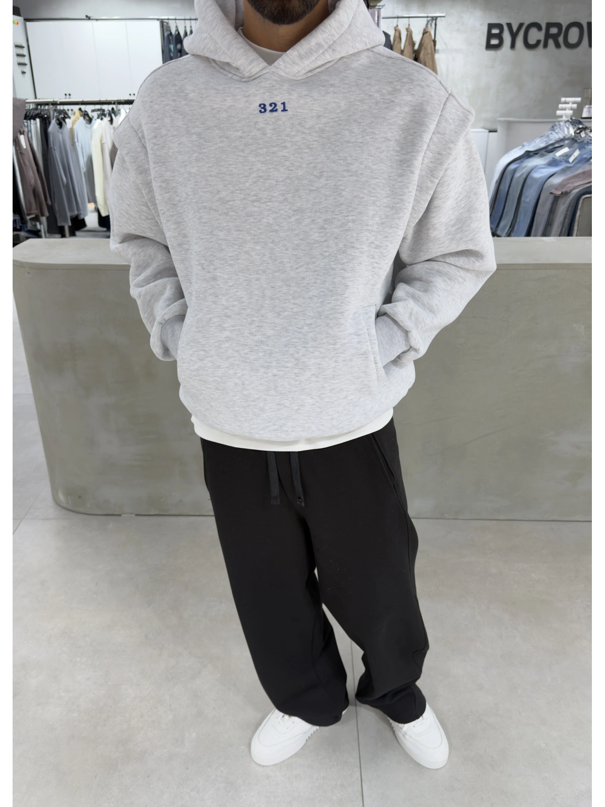 321 Gri Yıkamalı Oversize Sweatshirt