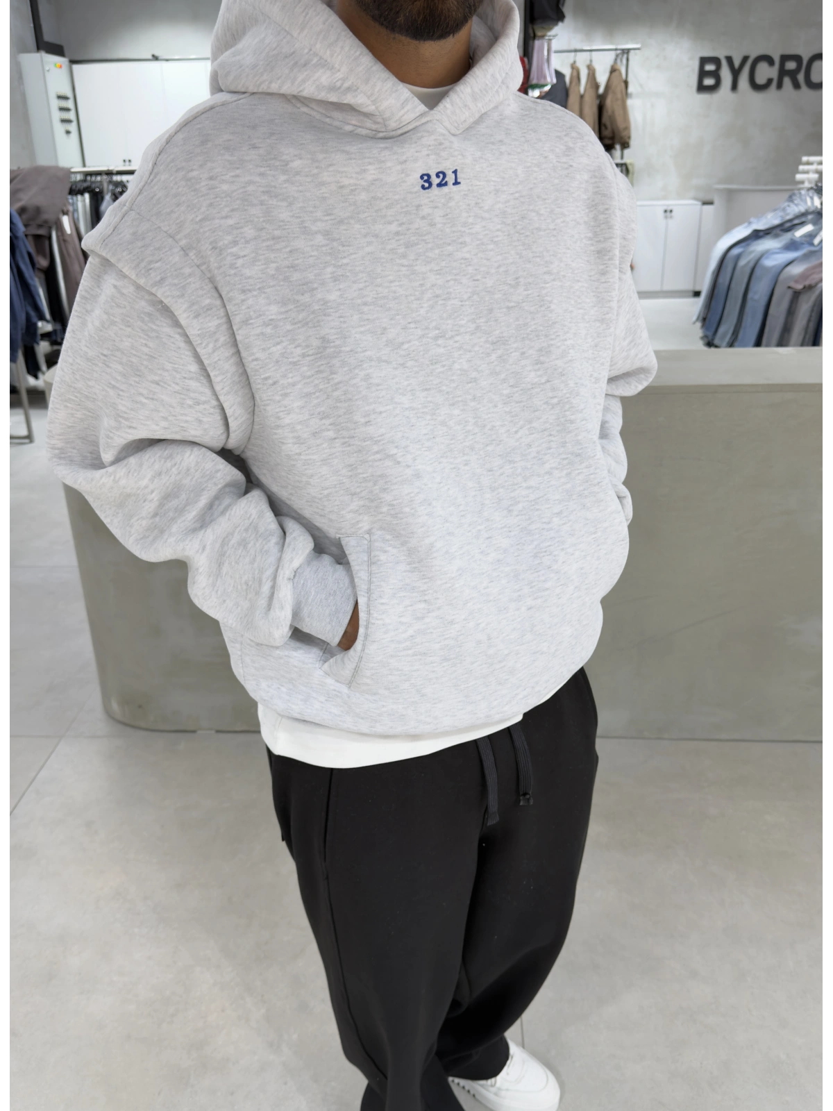 321 Gri Yıkamalı Oversize Sweatshirt