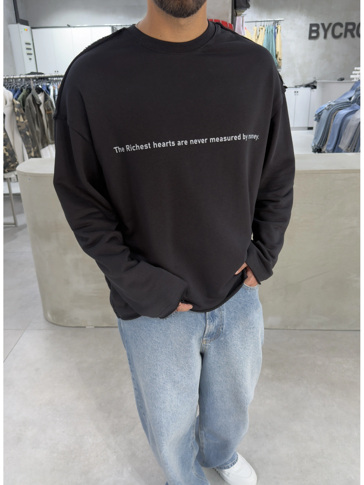 Antrasit Money Oversize Sweat