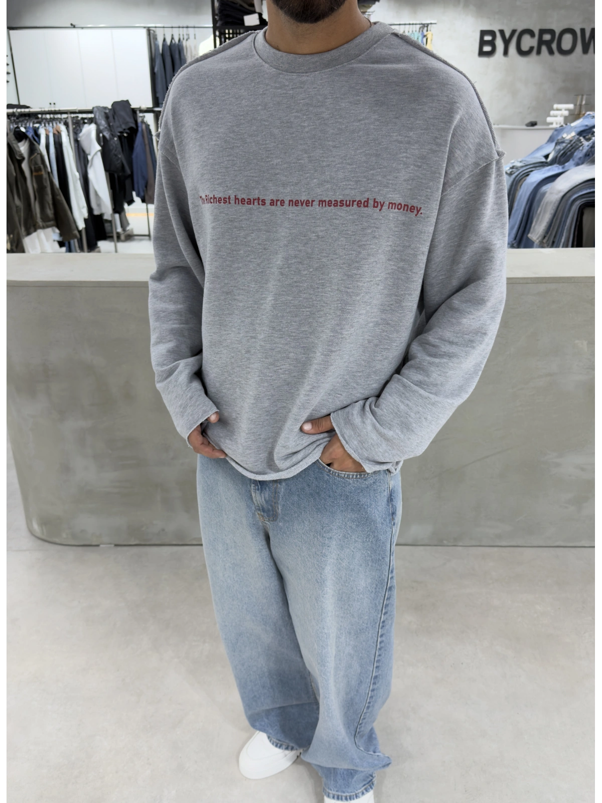 Gri Melange Money Oversize Sweat