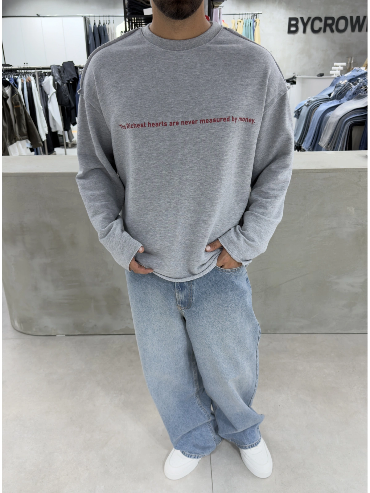 Gri Melange Money Oversize Sweat
