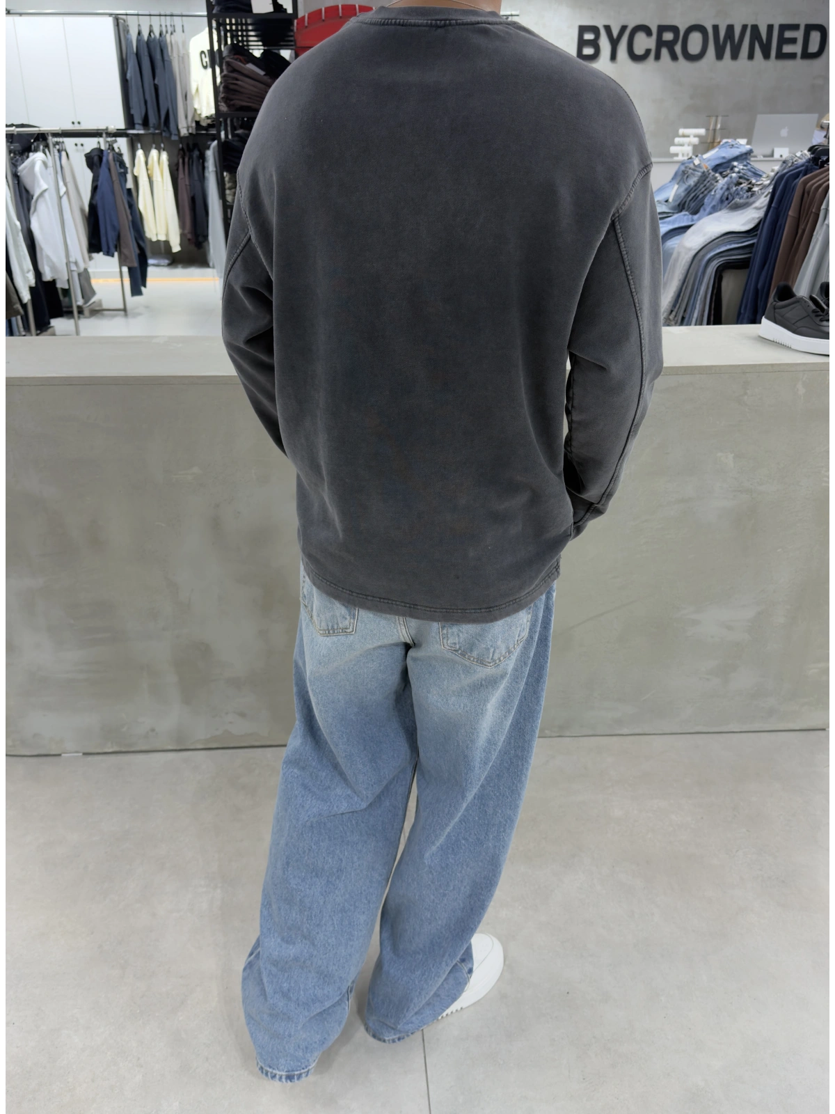 Antrasit Premium Yıkamalı Sweat
