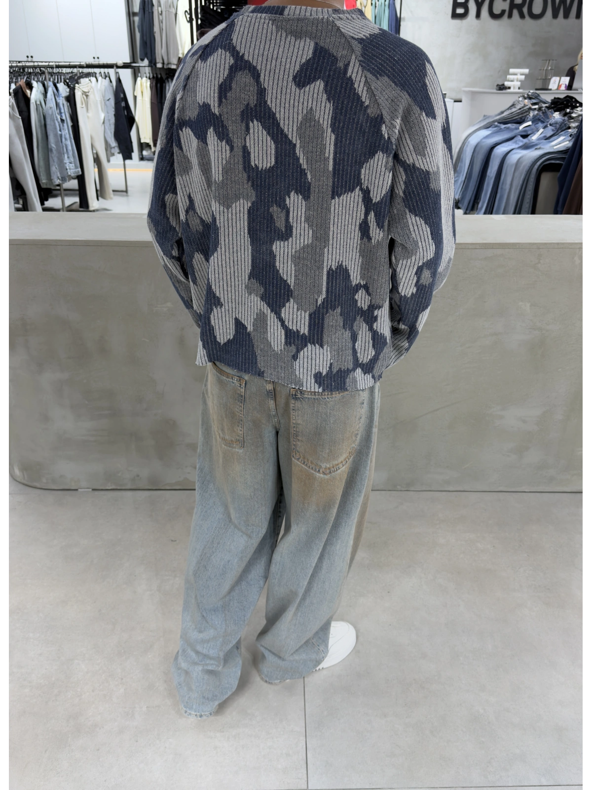 Mavi Kamuflaj Premium Oversize Sweat