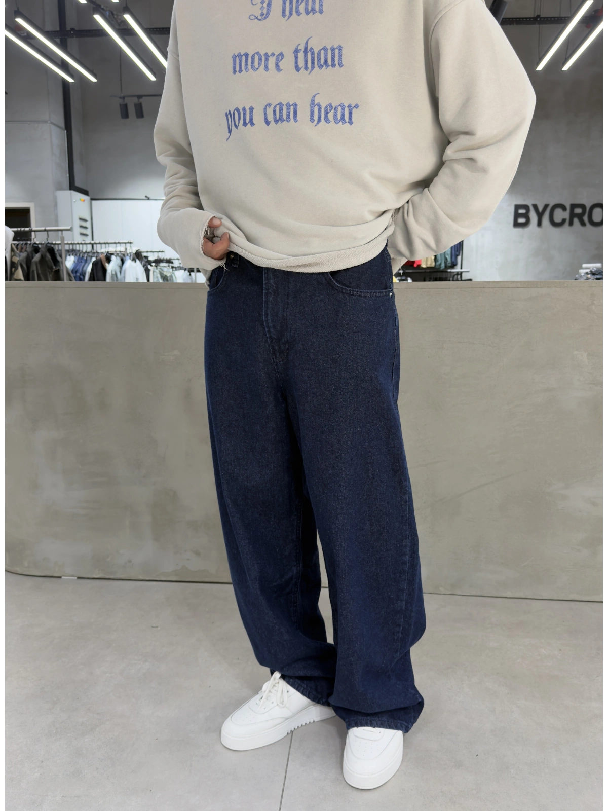 Lacivert Life Eskitme Bol Kalıp Baggy Jean