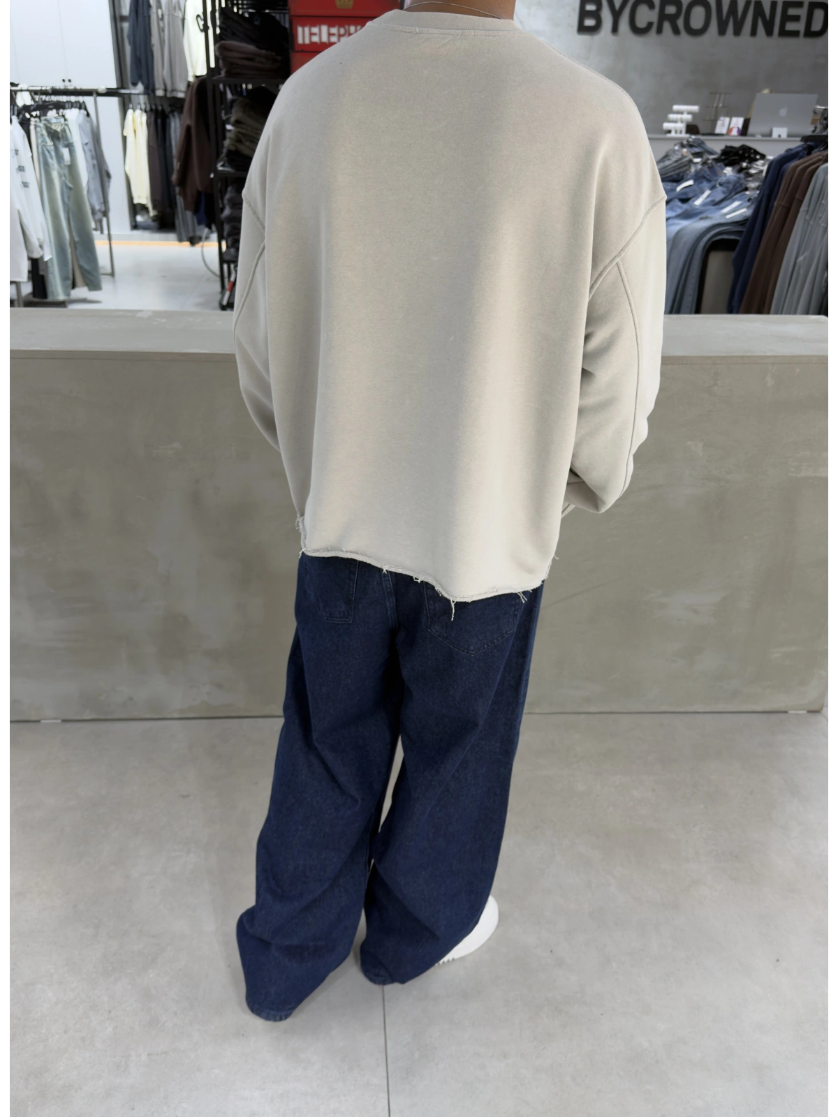 Ice Gri Yıkamalı Hear Oversize Sweatshirt