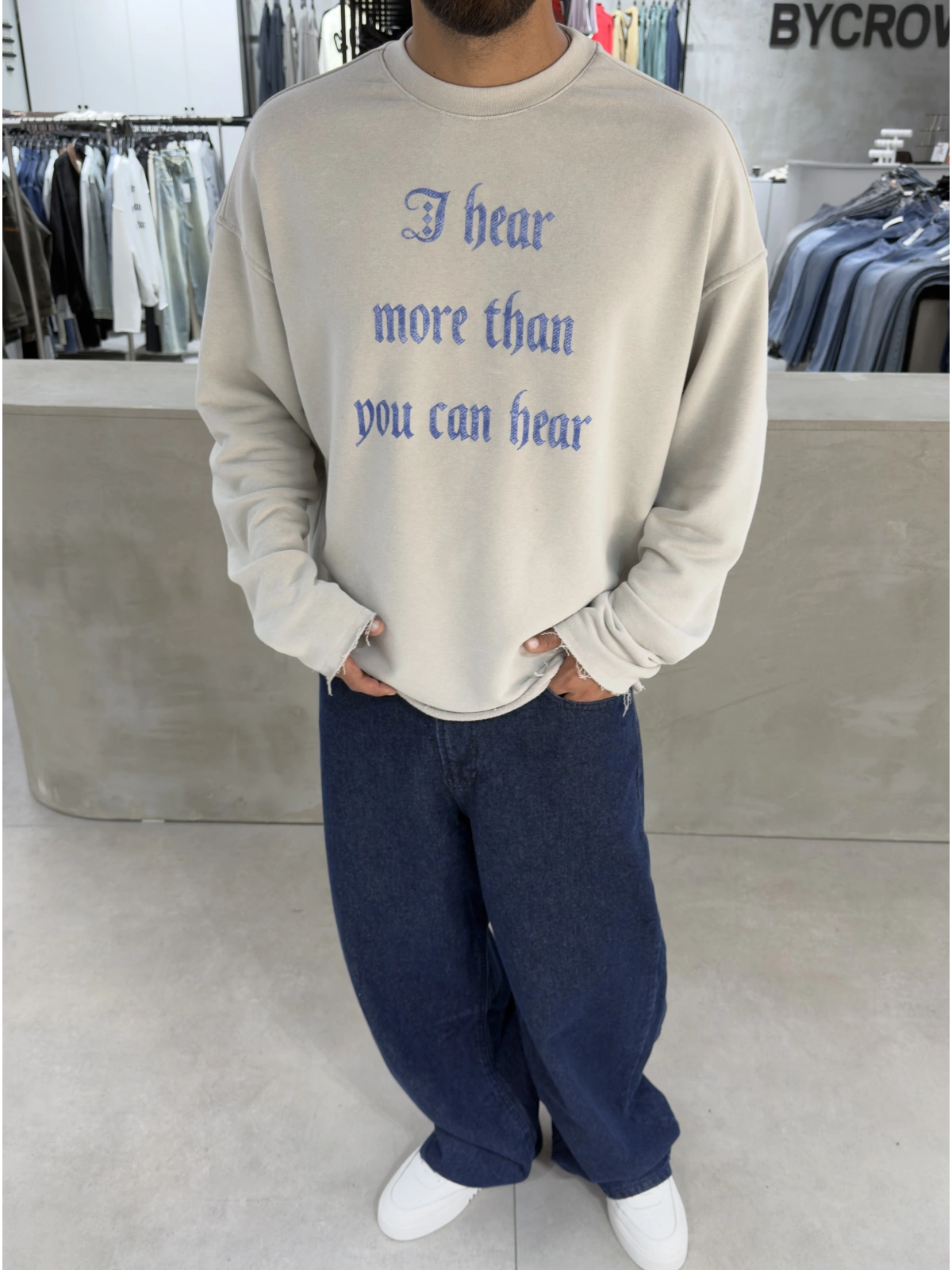 Ice Gri Yıkamalı Hear Oversize Sweatshirt