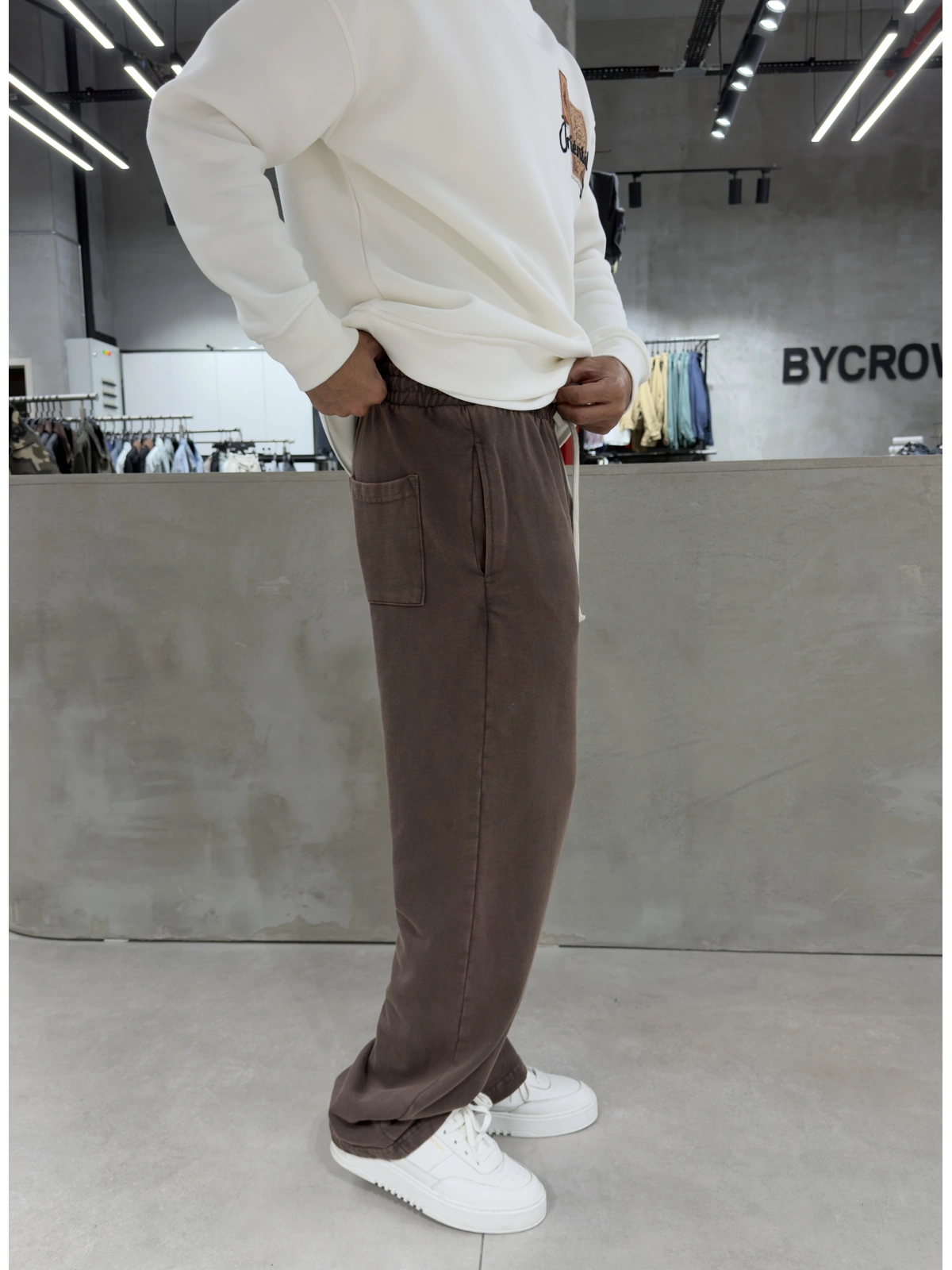 Kahve Premium Yıkamalı Baggy Eşofman