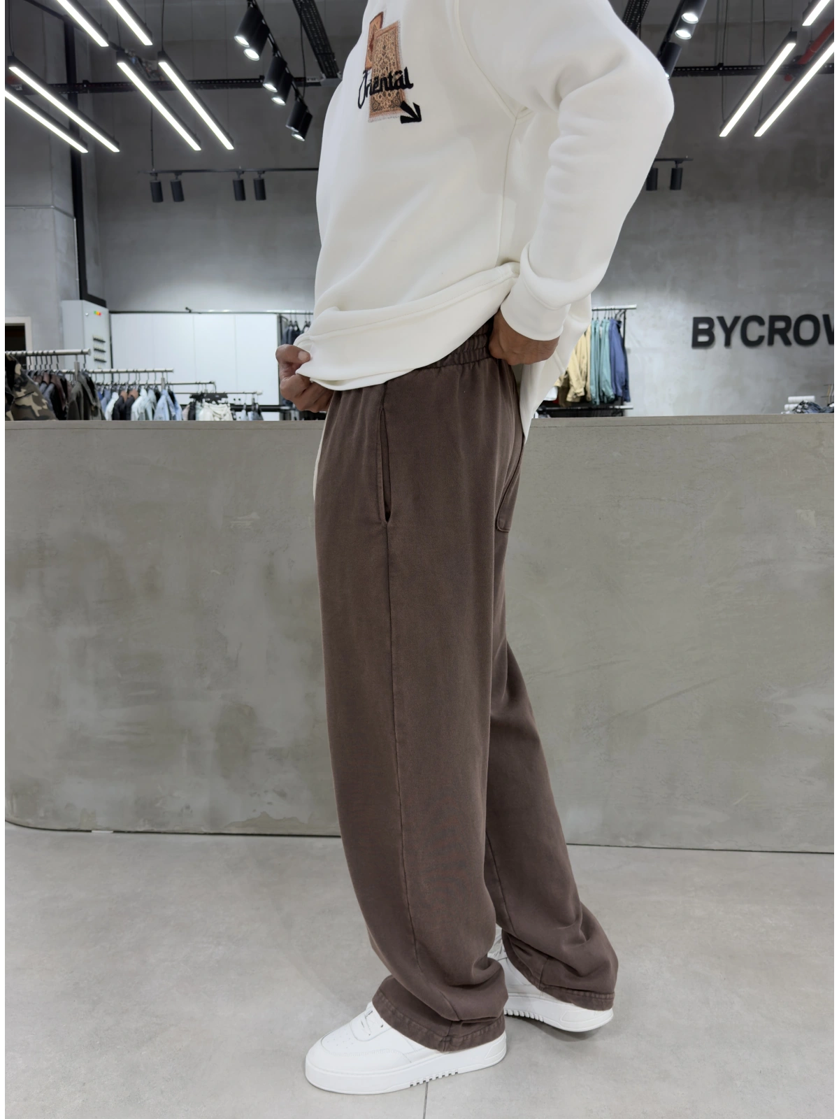 Kahve Premium Yıkamalı Baggy Eşofman