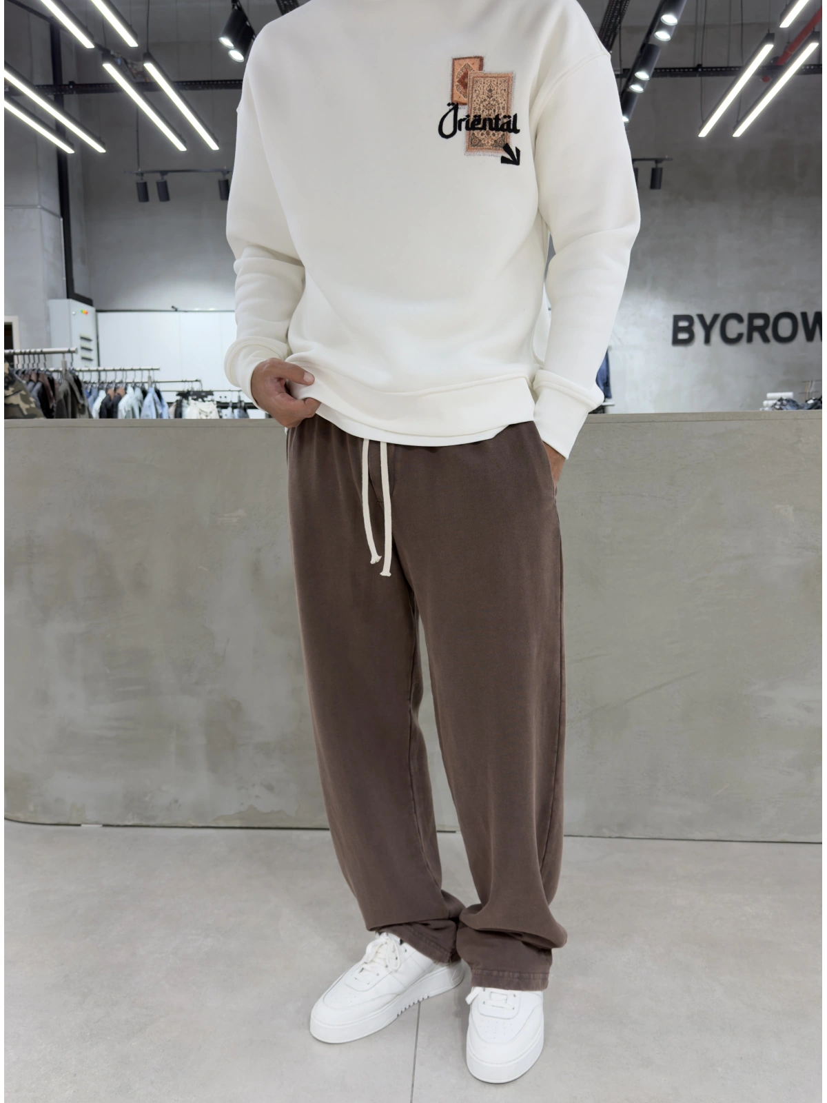 Kahve Premium Yıkamalı Baggy Eşofman