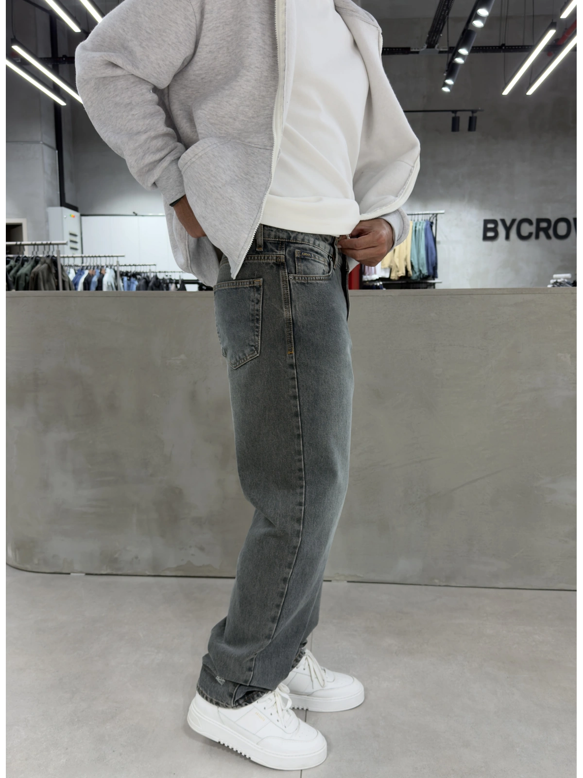 Füme Vintage Cebi Nakış Baggy Jean