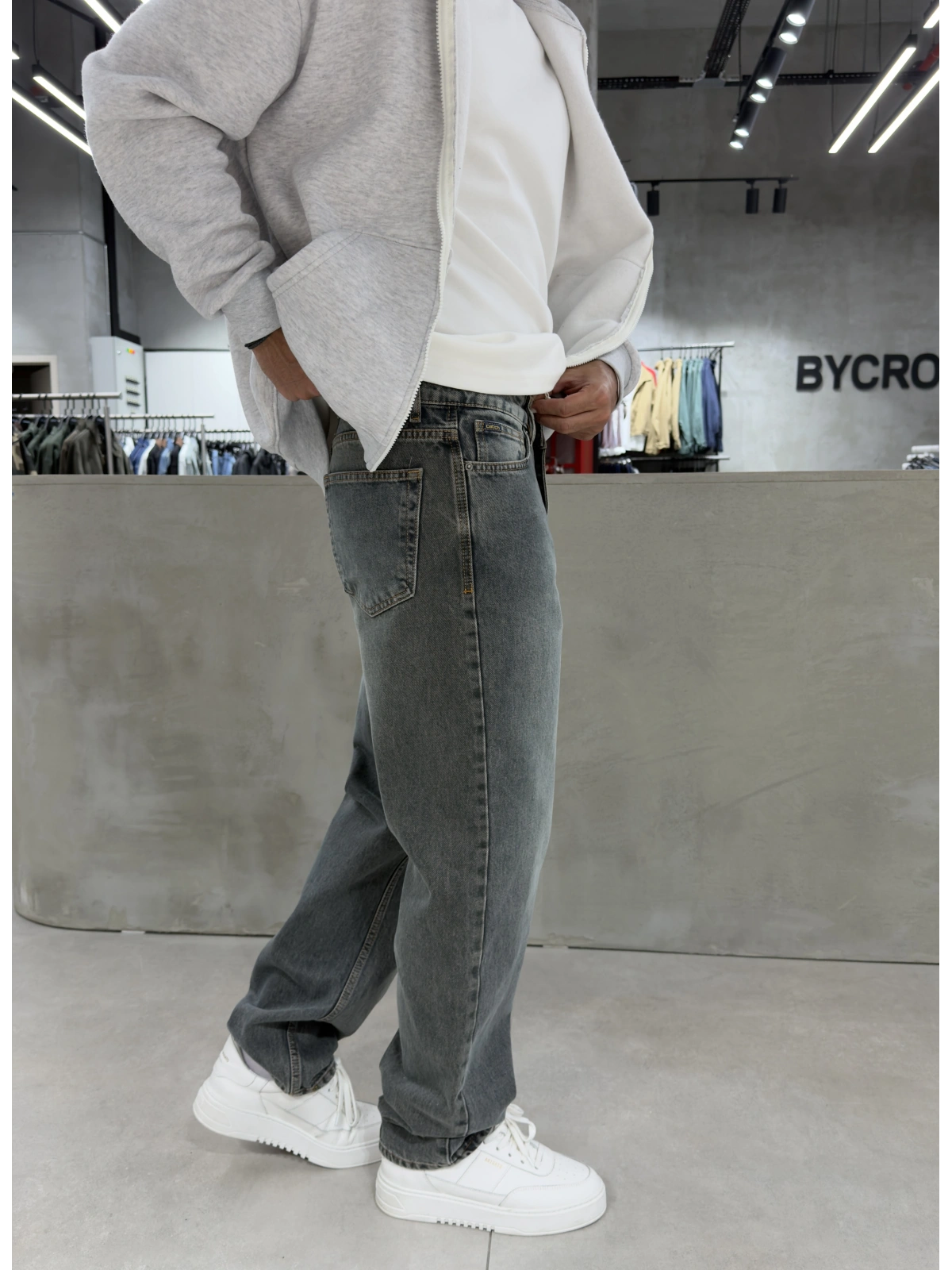 Füme Vintage Cebi Nakış Baggy Jean