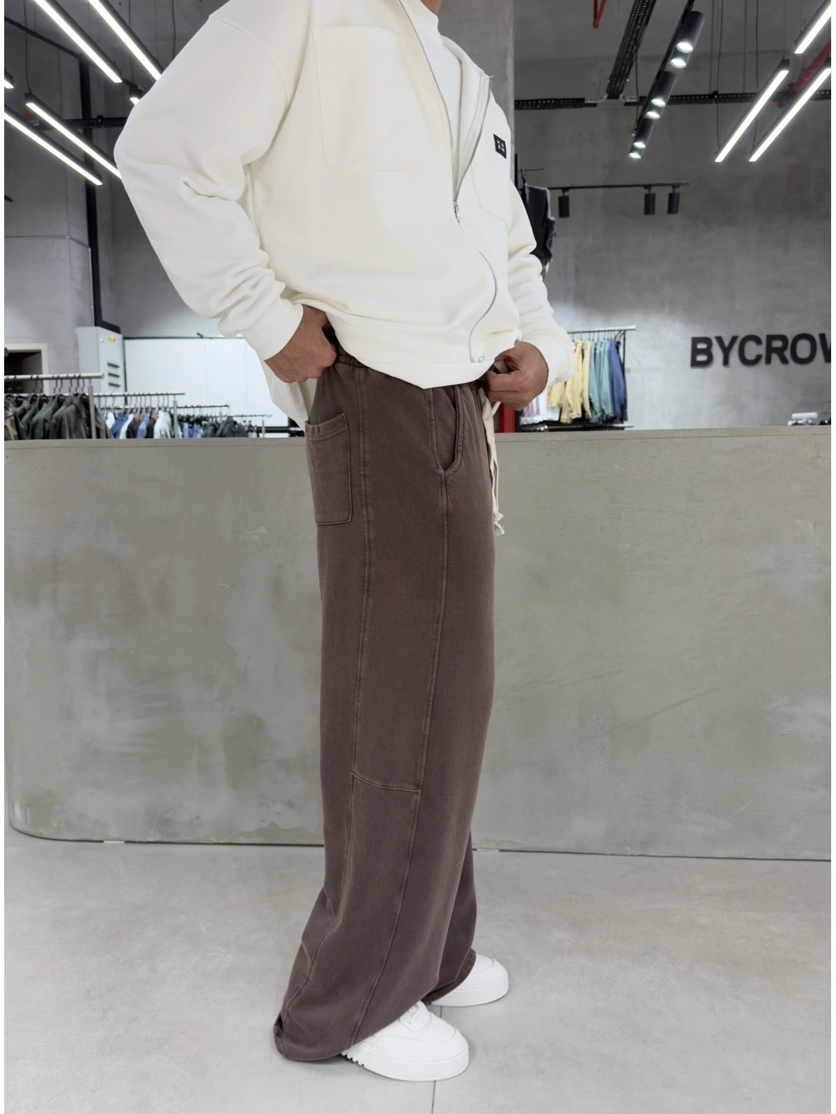 Kahve Yıkamalı Süper Baggy Eşofman