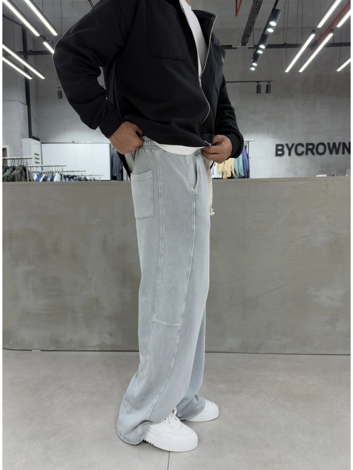Gri Yıkamalı Süper Baggy Eşofman