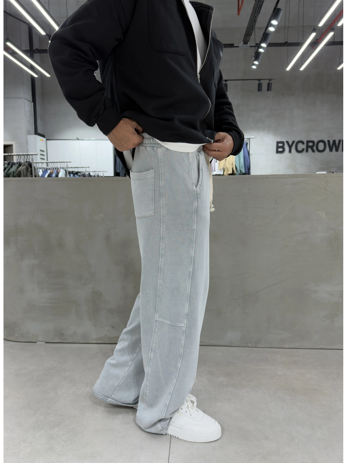 Gri Yıkamalı Süper Baggy Eşofman