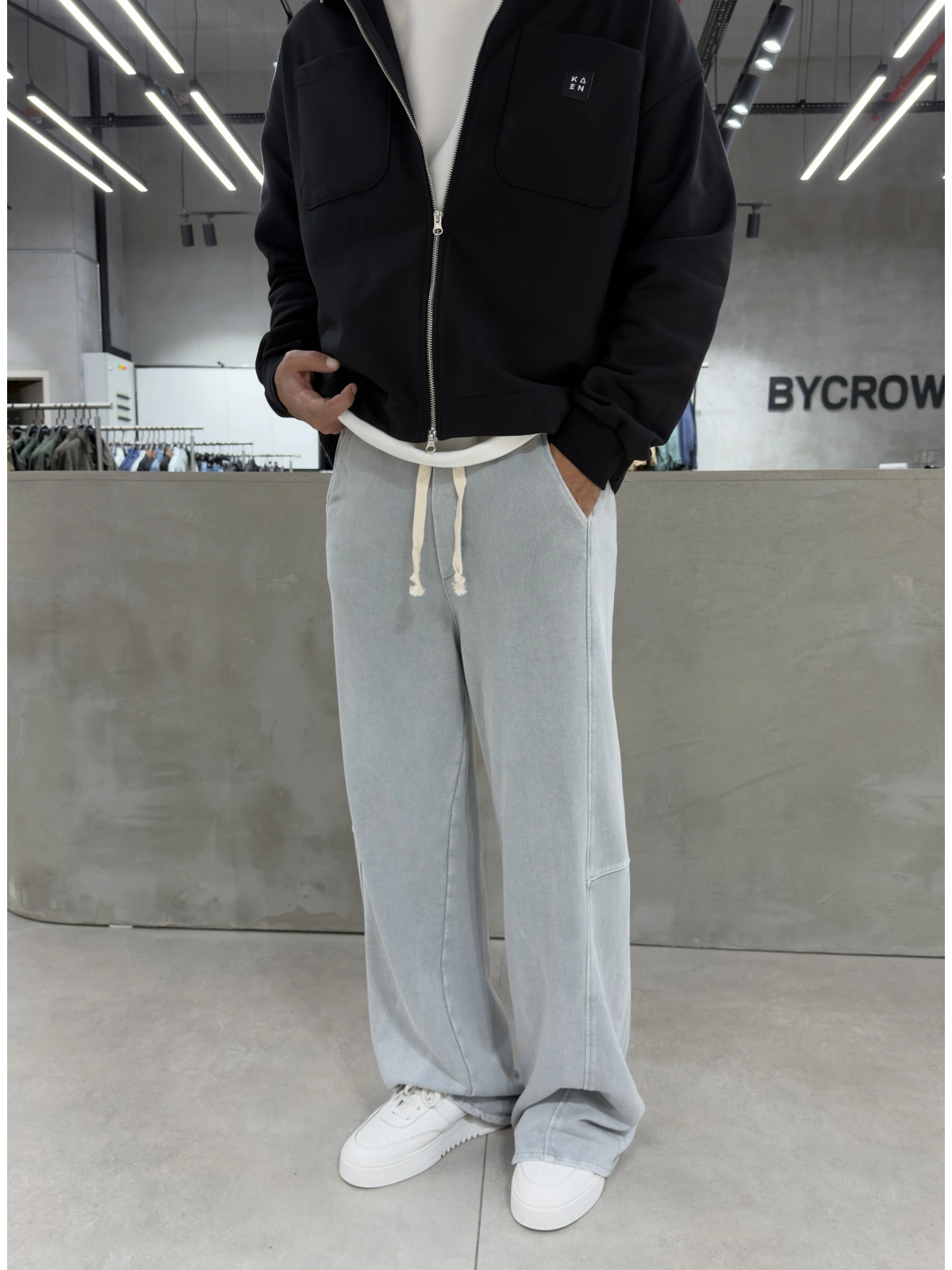 Gri Yıkamalı Süper Baggy Eşofman
