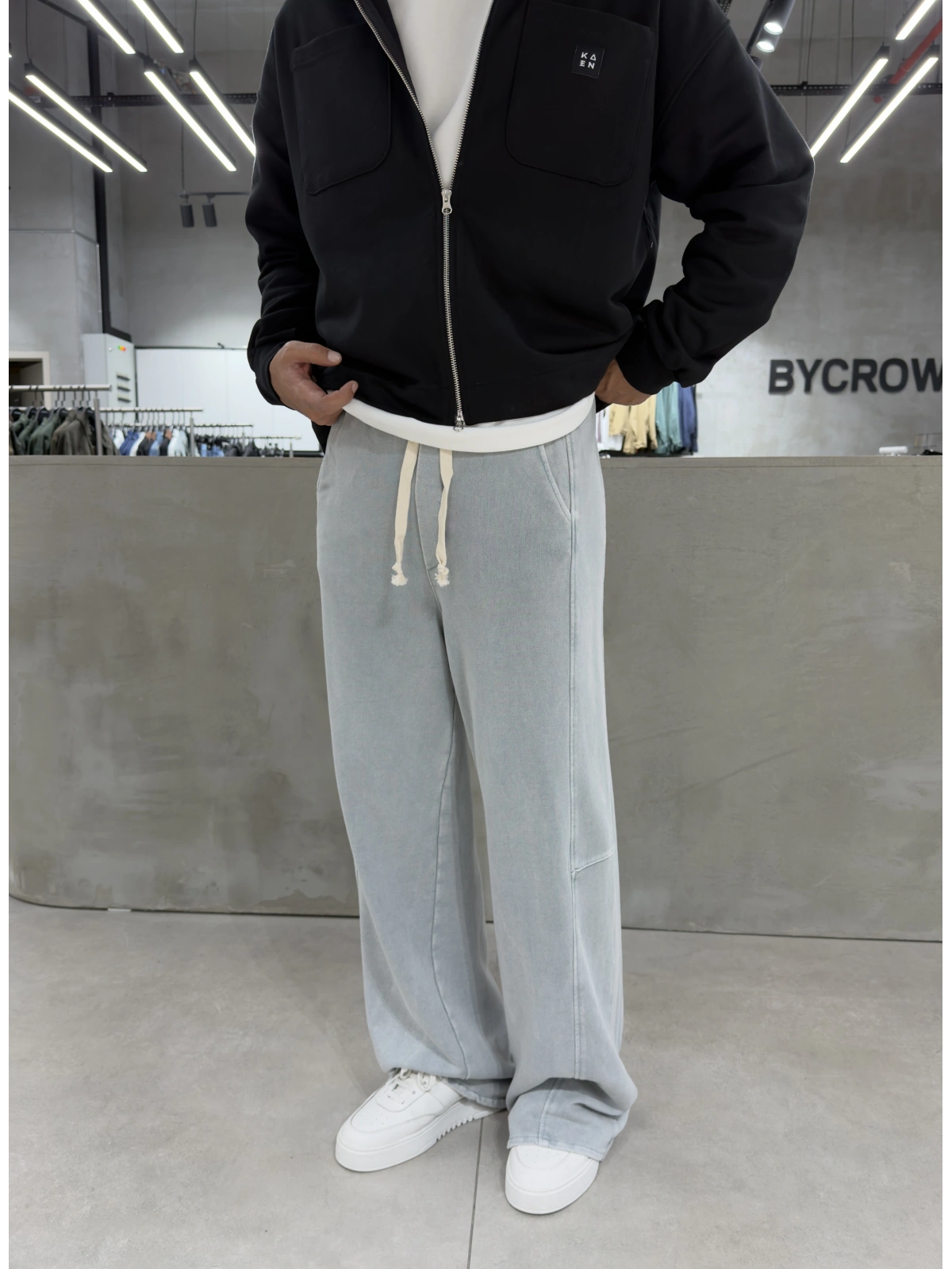 Gri Yıkamalı Süper Baggy Eşofman