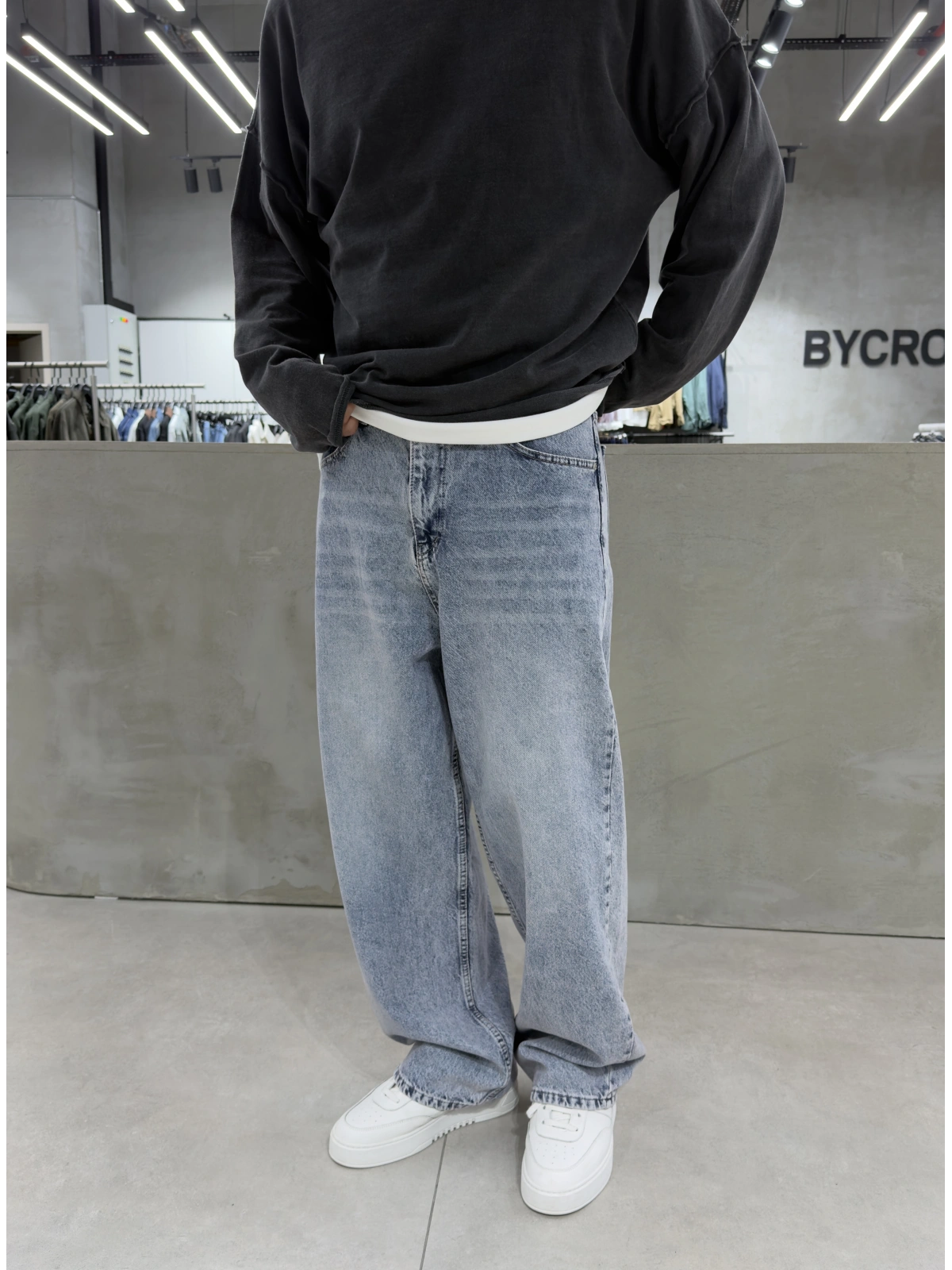 Açık Mavi Ankle Loose Baggy Jean