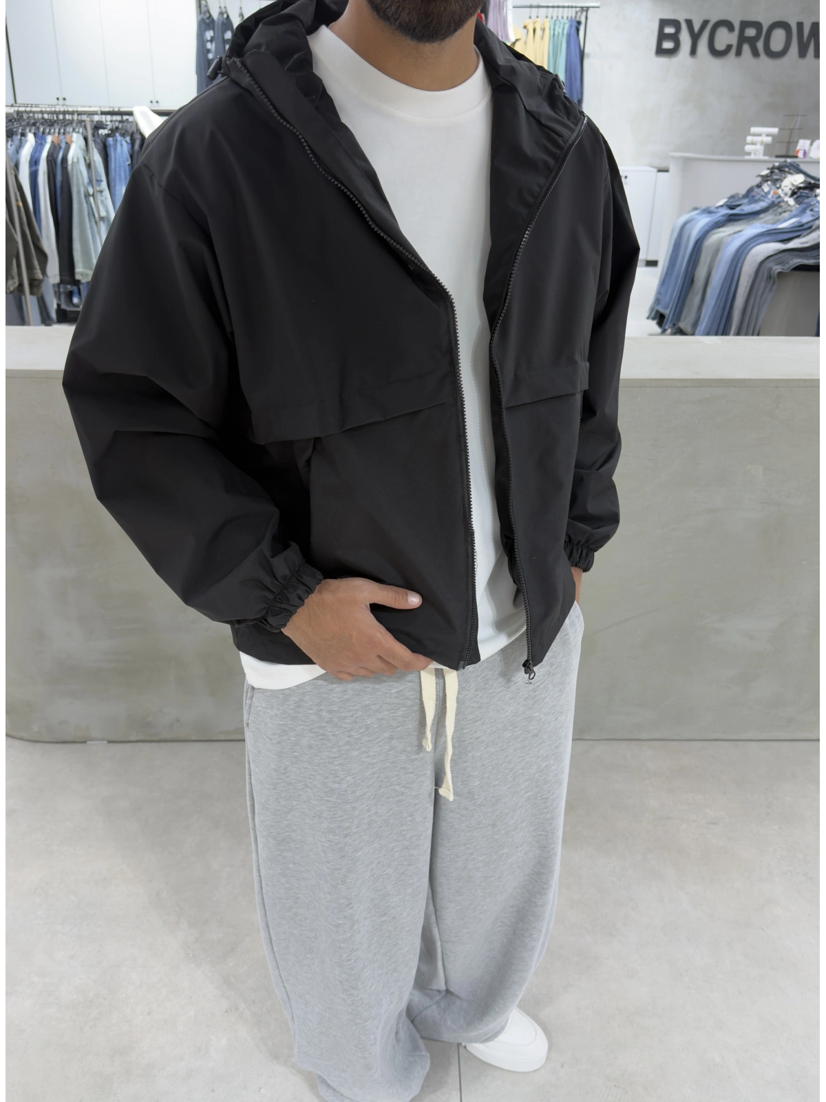 Siyah Premium Oversize Yağmurluk Mont