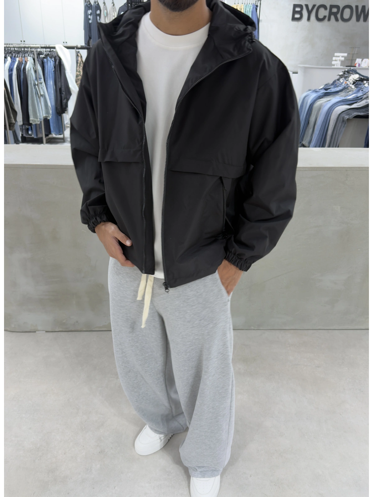 Siyah Premium Oversize Yağmurluk Mont