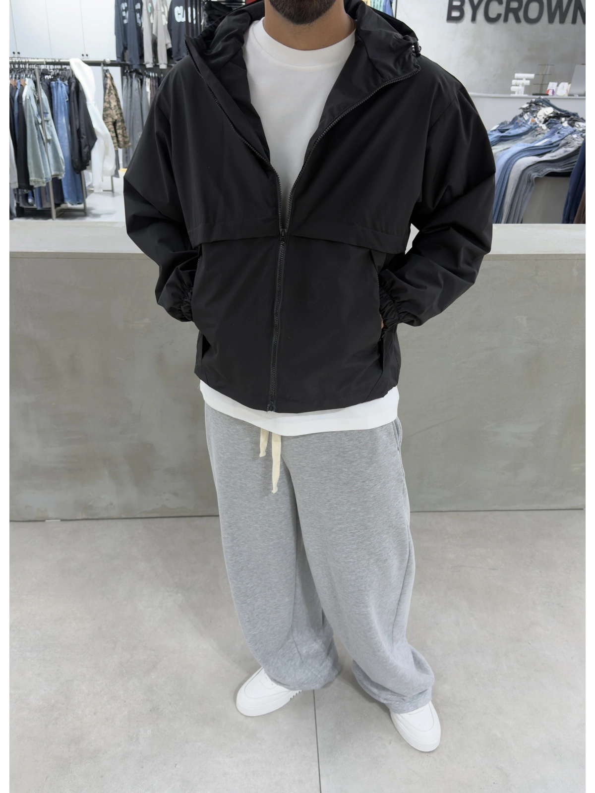 Siyah Premium Oversize Yağmurluk Mont