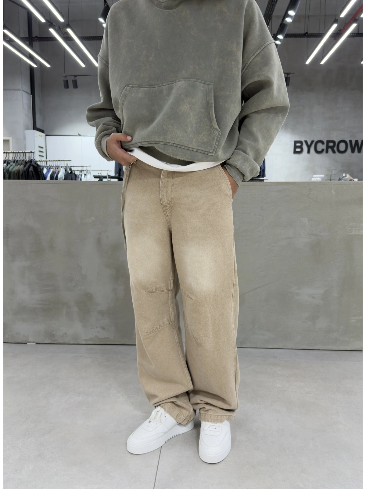 Bej Premium Style Baggy Jean