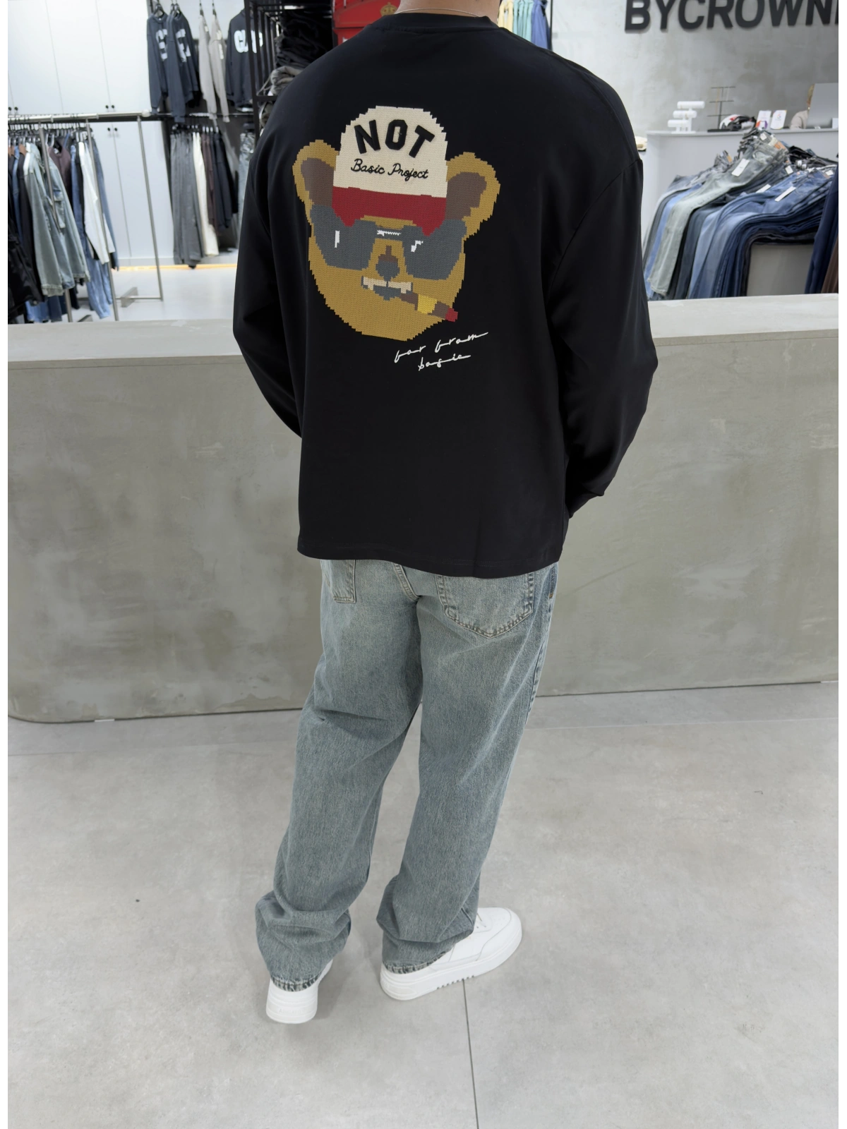 Siyah Teddy Oversize Uzun Kol Sweat