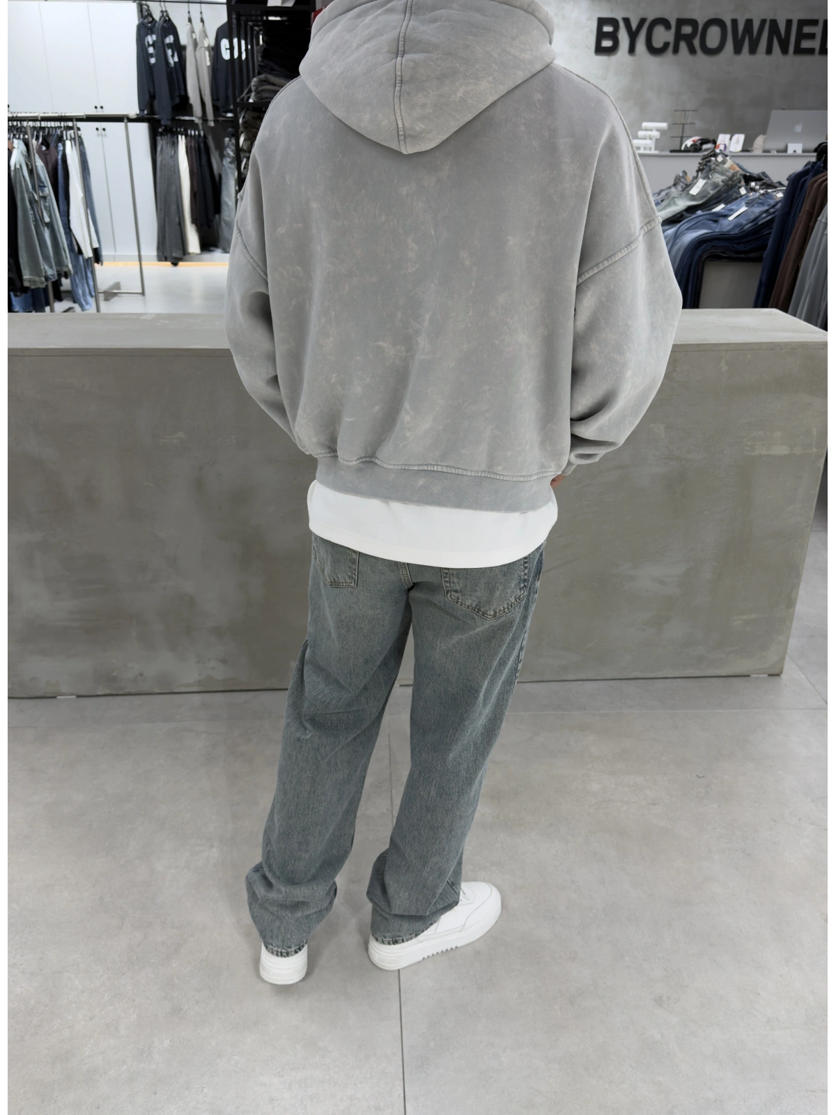 Gri Premium Yıkamalı Boxy Sweatshirt