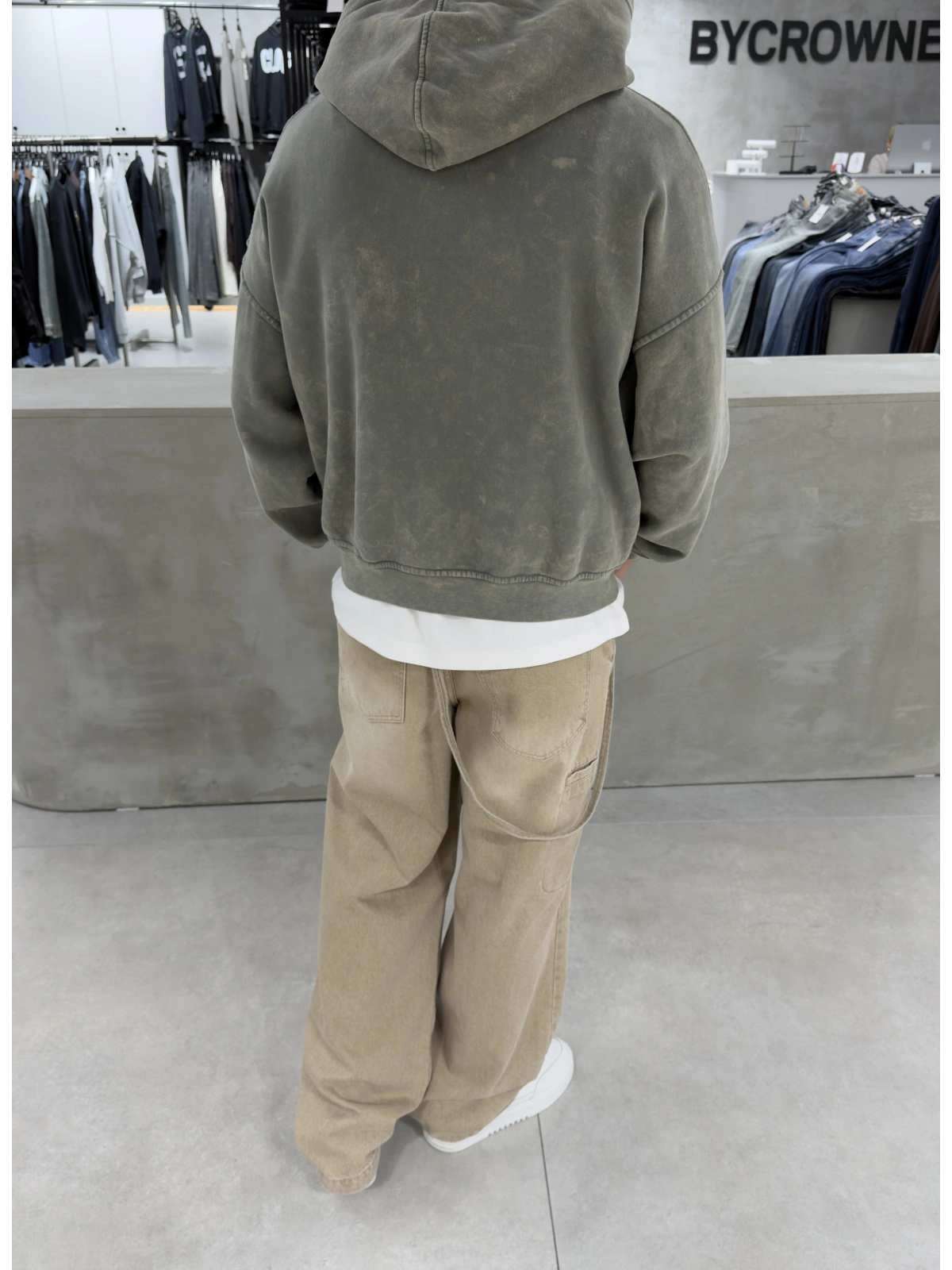 Yeşil Premium Yıkamalı Boxy Sweatshirt