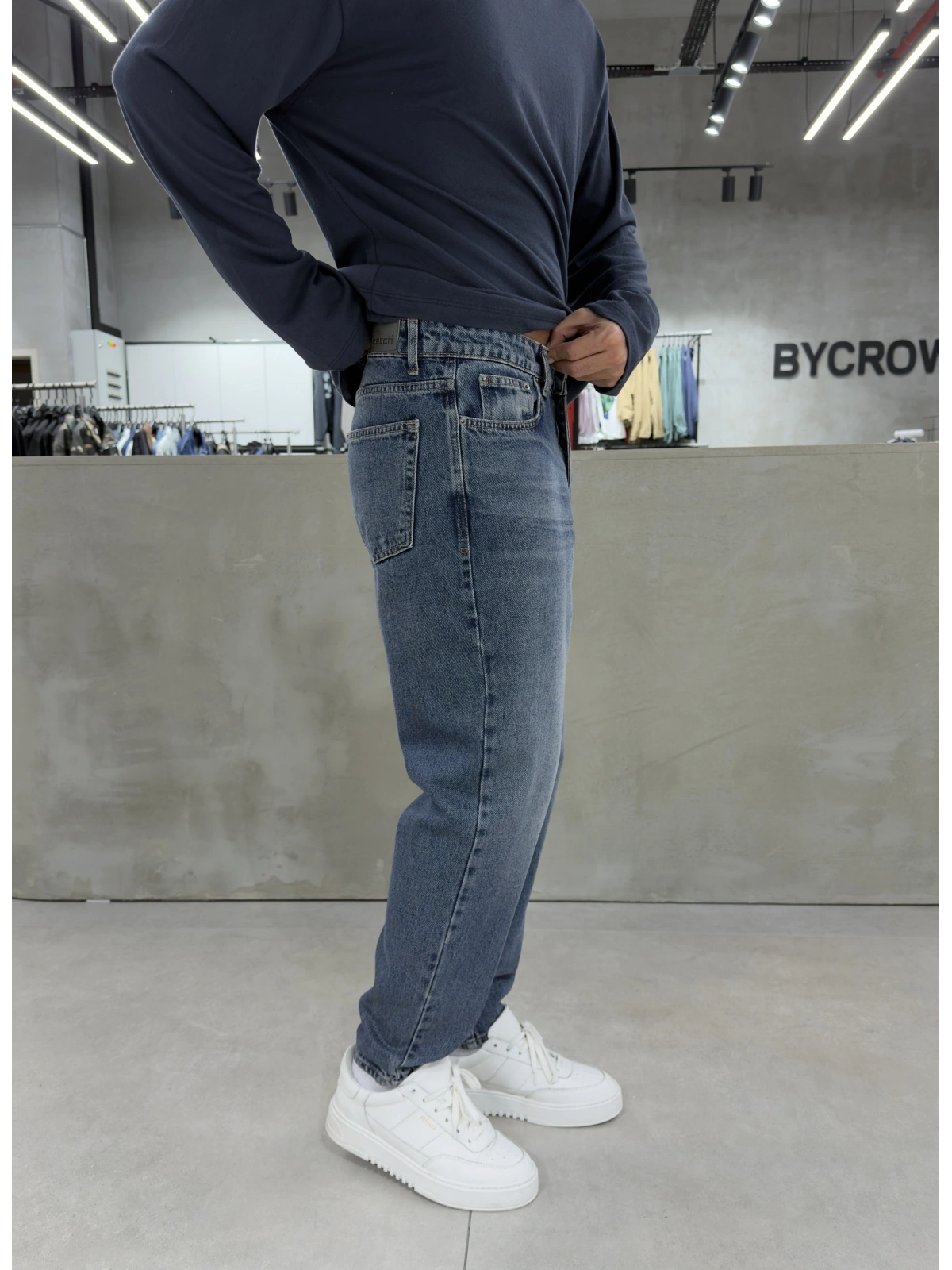Mavi Yıkamalı Denim Boyfriend Jean