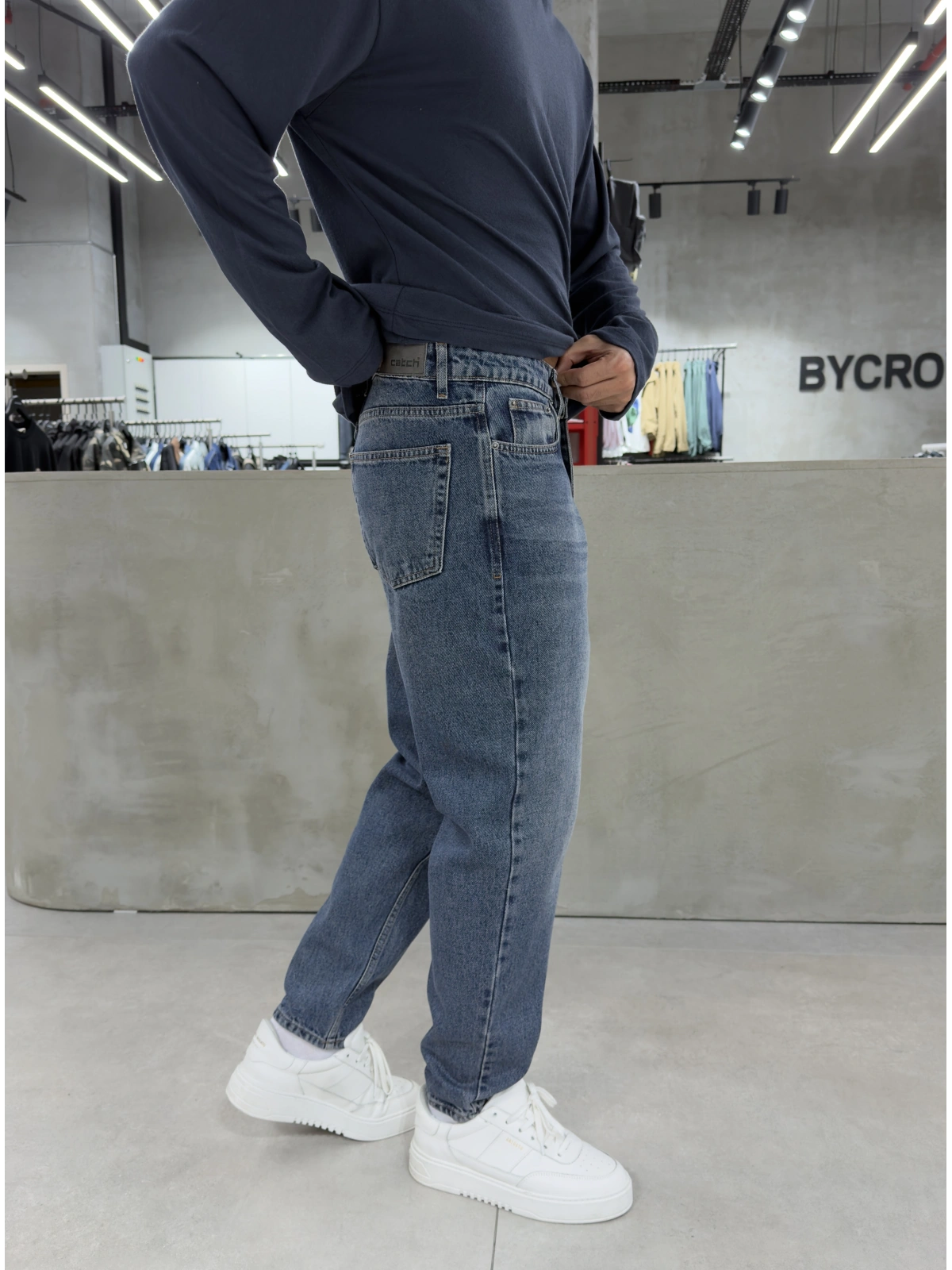 Mavi Yıkamalı Denim Boyfriend Jean