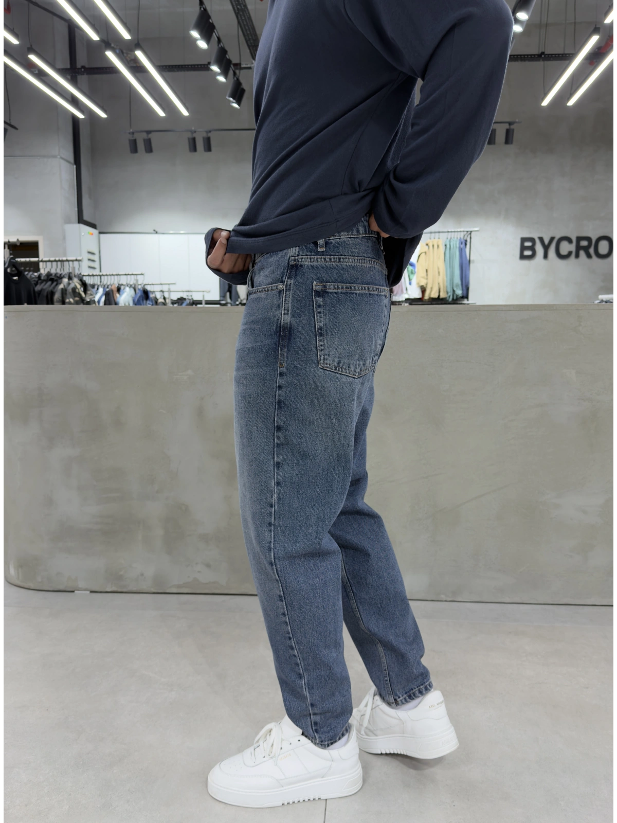 Mavi Yıkamalı Denim Boyfriend Jean