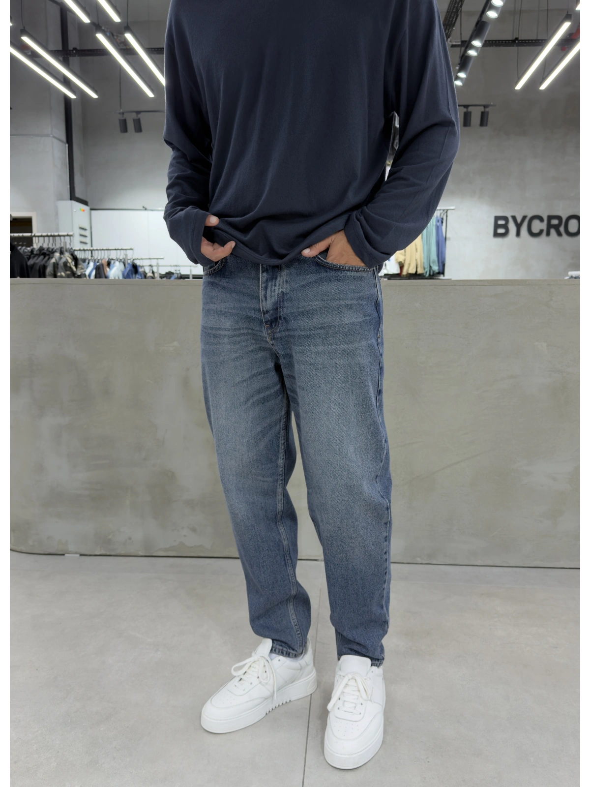 Mavi Yıkamalı Denim Boyfriend Jean