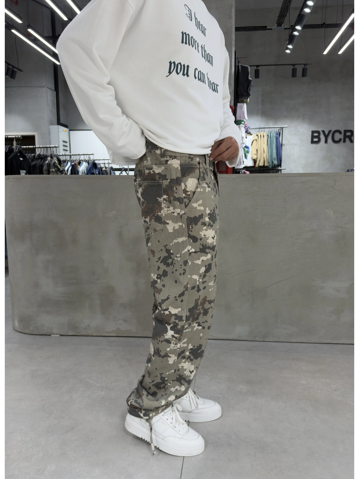 Kamuflaj Paça Detay Baggy Jean