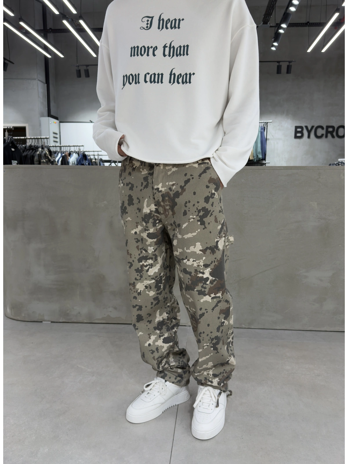 Kamuflaj Paça Detay Baggy Jean