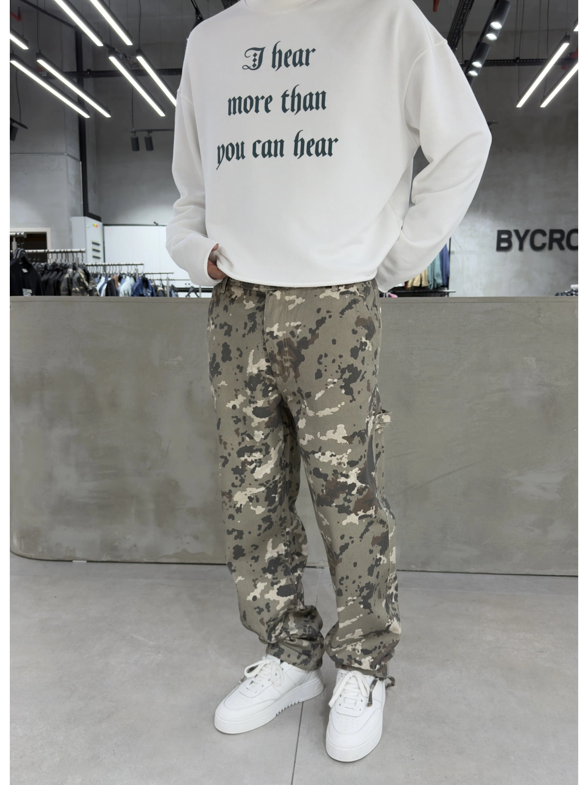 Kamuflaj Paça Detay Baggy Jean