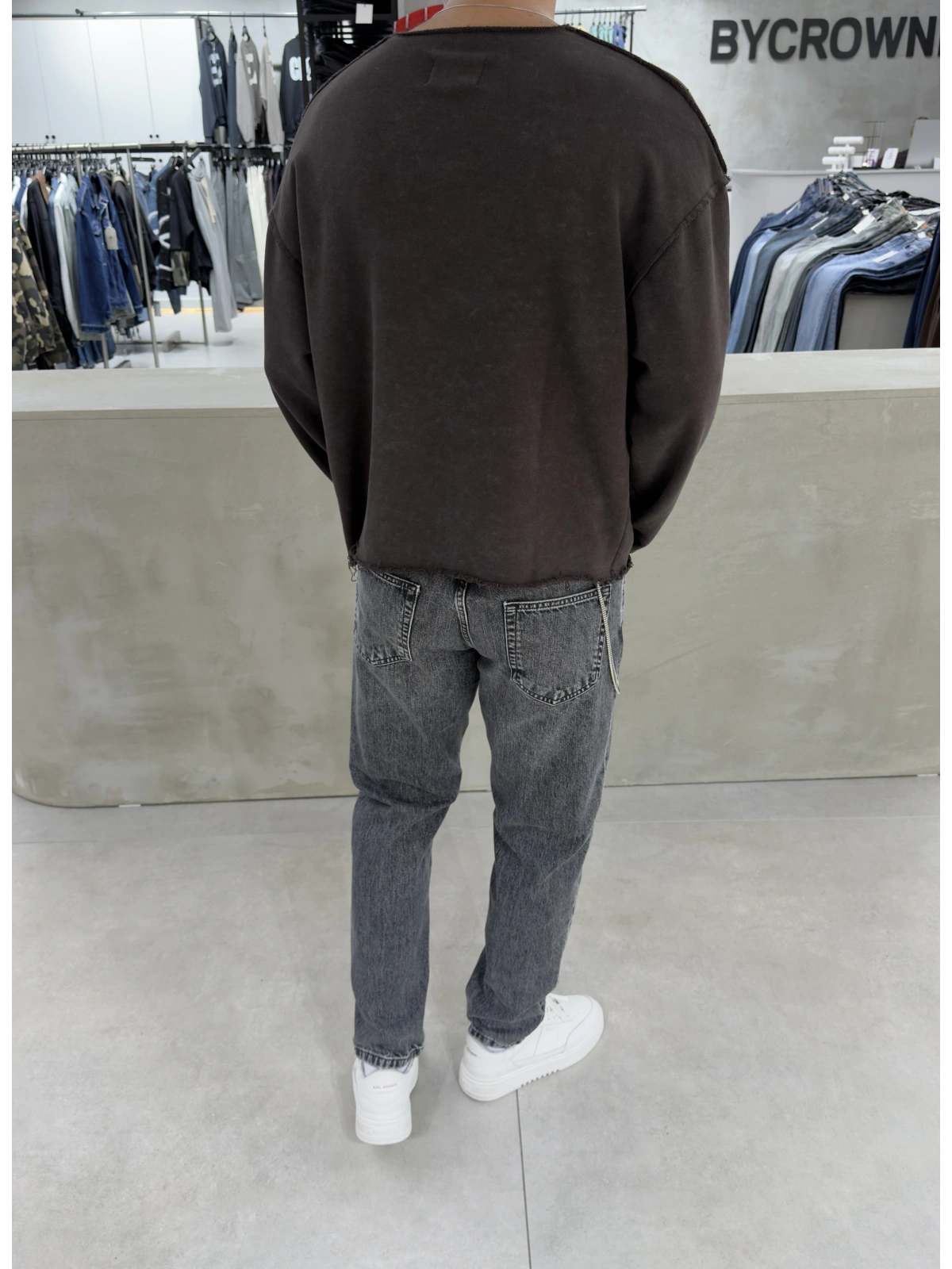 Kahve Barstorm Kesik Yaka Oversize Sweat