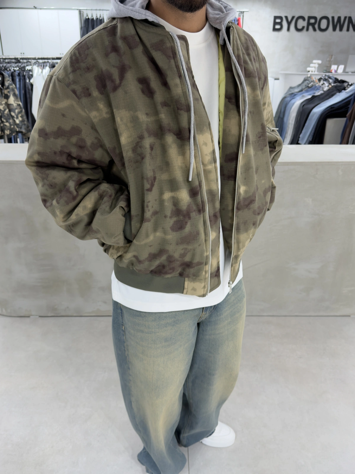 Kamuflaj Premium Oversize Şişme Mont
